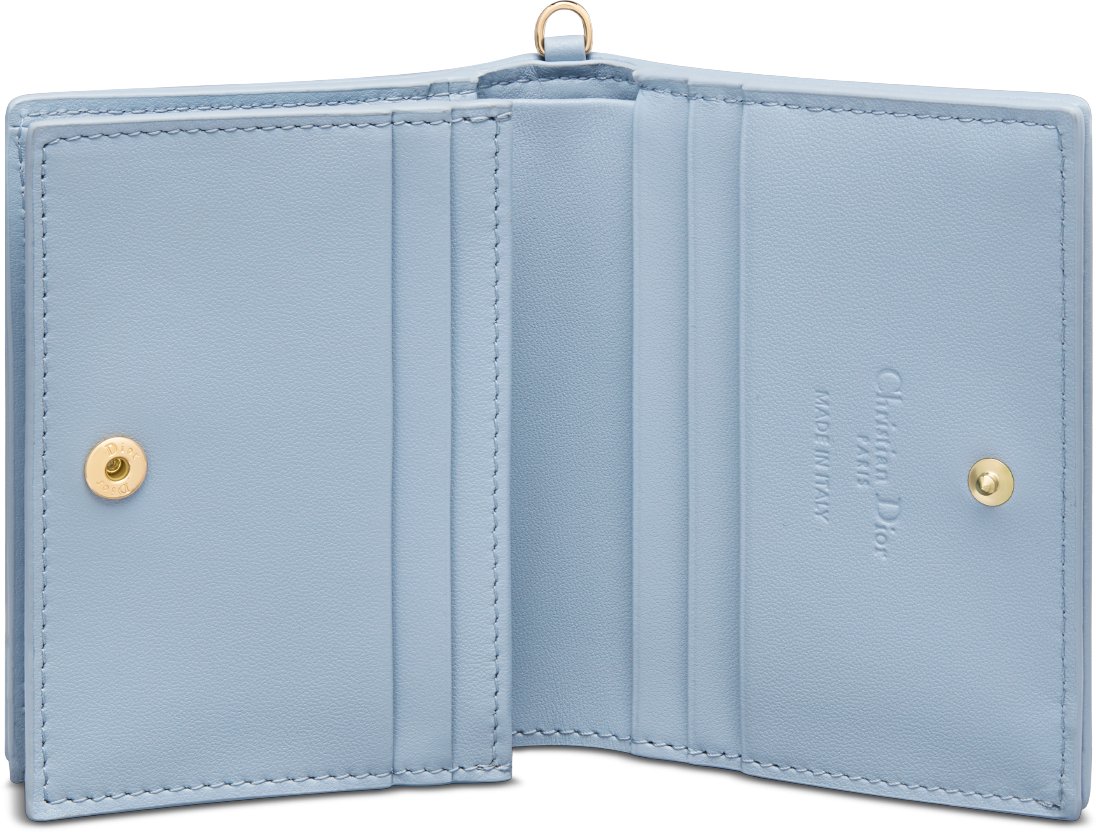 Mini Lady Dior Gardenia Wallet Pale Blue Cannage Lambskin | DIOR