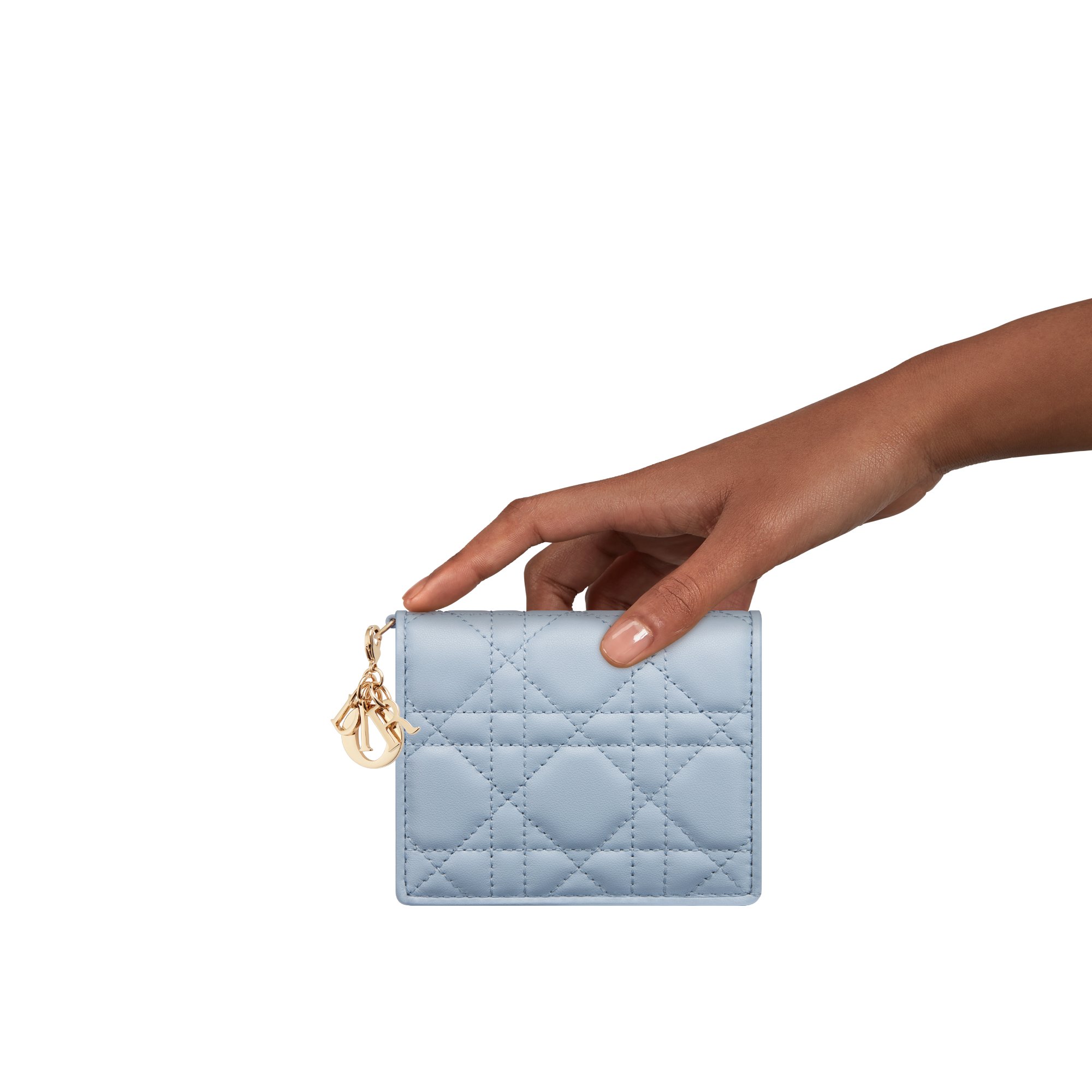Mini Lady Dior Gardenia Wallet Pale Blue Cannage Lambskin | DIOR