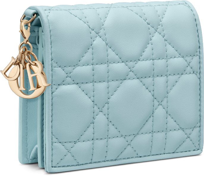 Mini Lady Dior Gardenia Wallet Three quarter closed view