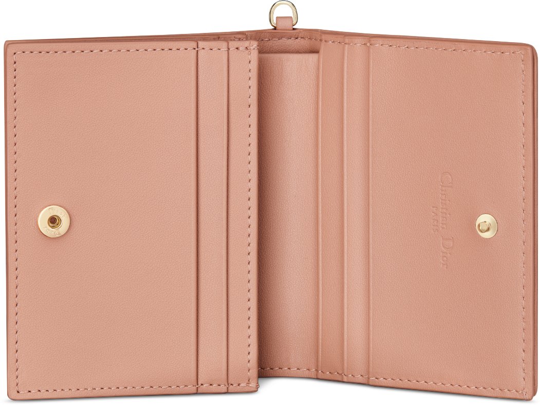 Mini Lady Dior Gardenia Wallet Rose des Vents Cannage Lambskin | DIOR