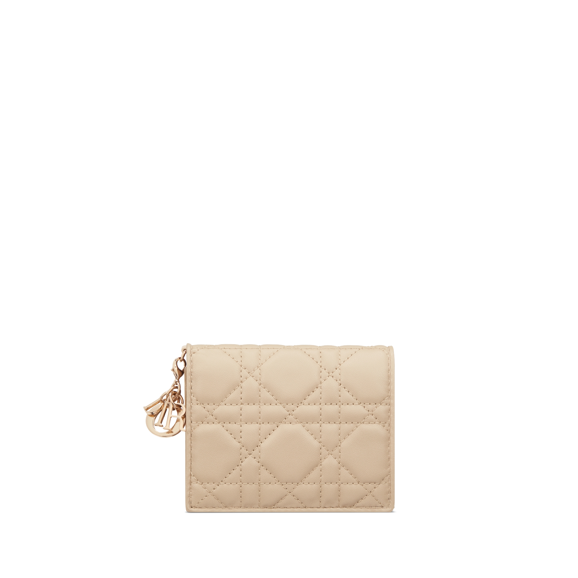 Mini Lady Dior Gardenia Wallet Sand-Colored Cannage Lambskin | DIOR