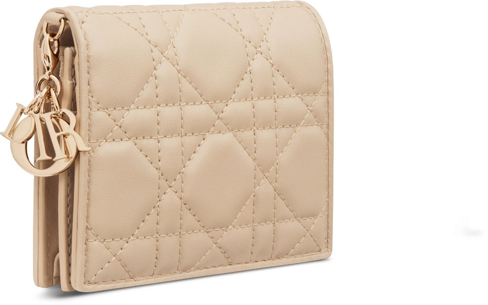 Portafoglio mini Gardenia Lady Dior aria_threeQuarterClosedView