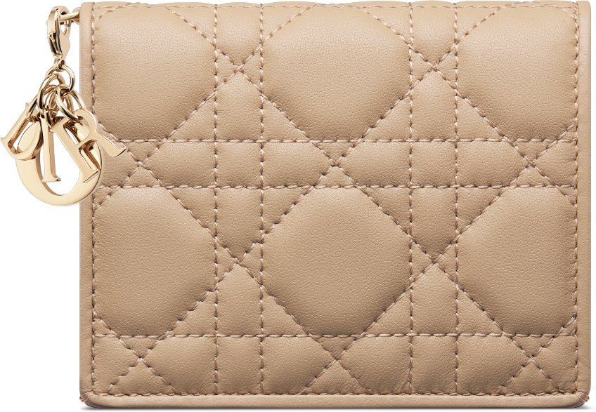 Mini Lady Dior Gardenia Wallet Front view