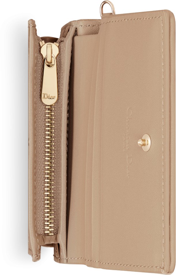 Mini Lady Dior Gardenia Wallet Biscuit Cannage Lambskin | DIOR