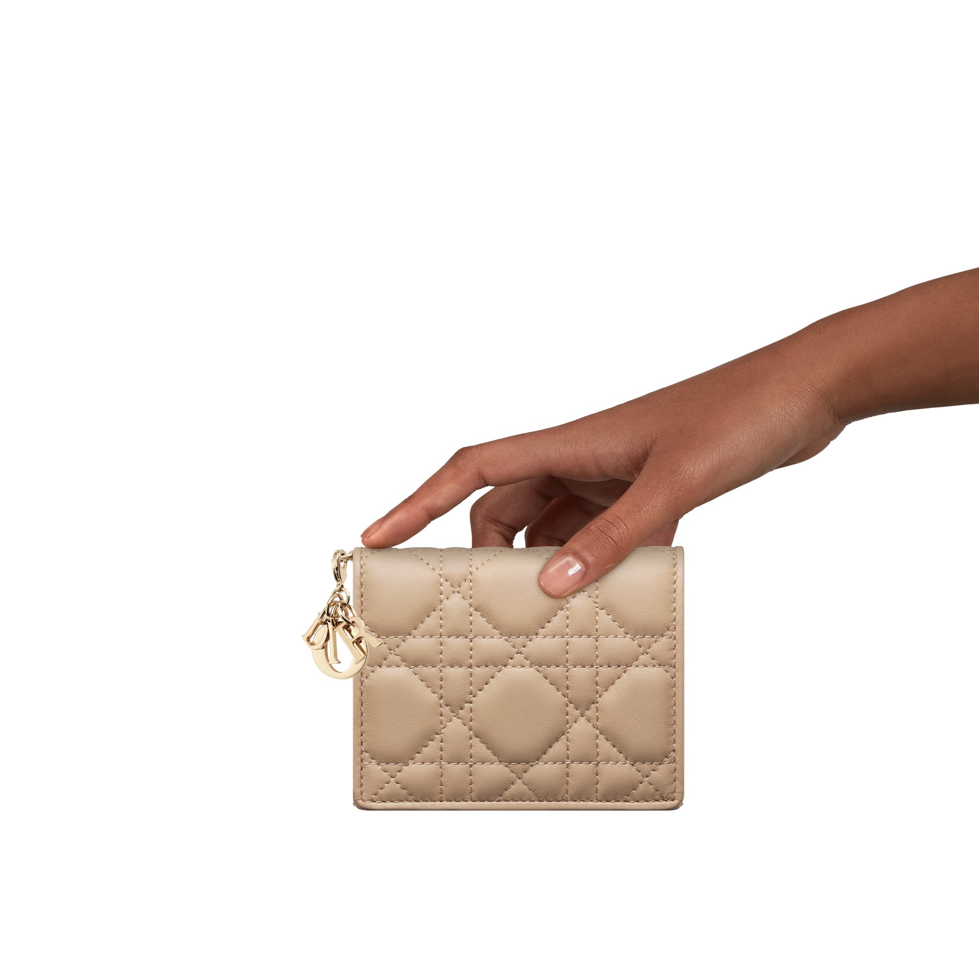 Mini Lady Dior Gardenia Wallet Biscuit Cannage Lambskin DIOR