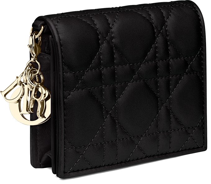 迷你 Lady Dior Gardenia 銀包 aria_threeQuarterClosedView