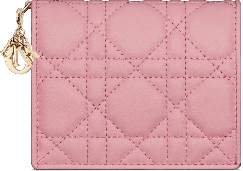 Mini Dioriviera Lady Dior Gardenia Wallet Candy Pink Cannage Lambskin DIOR