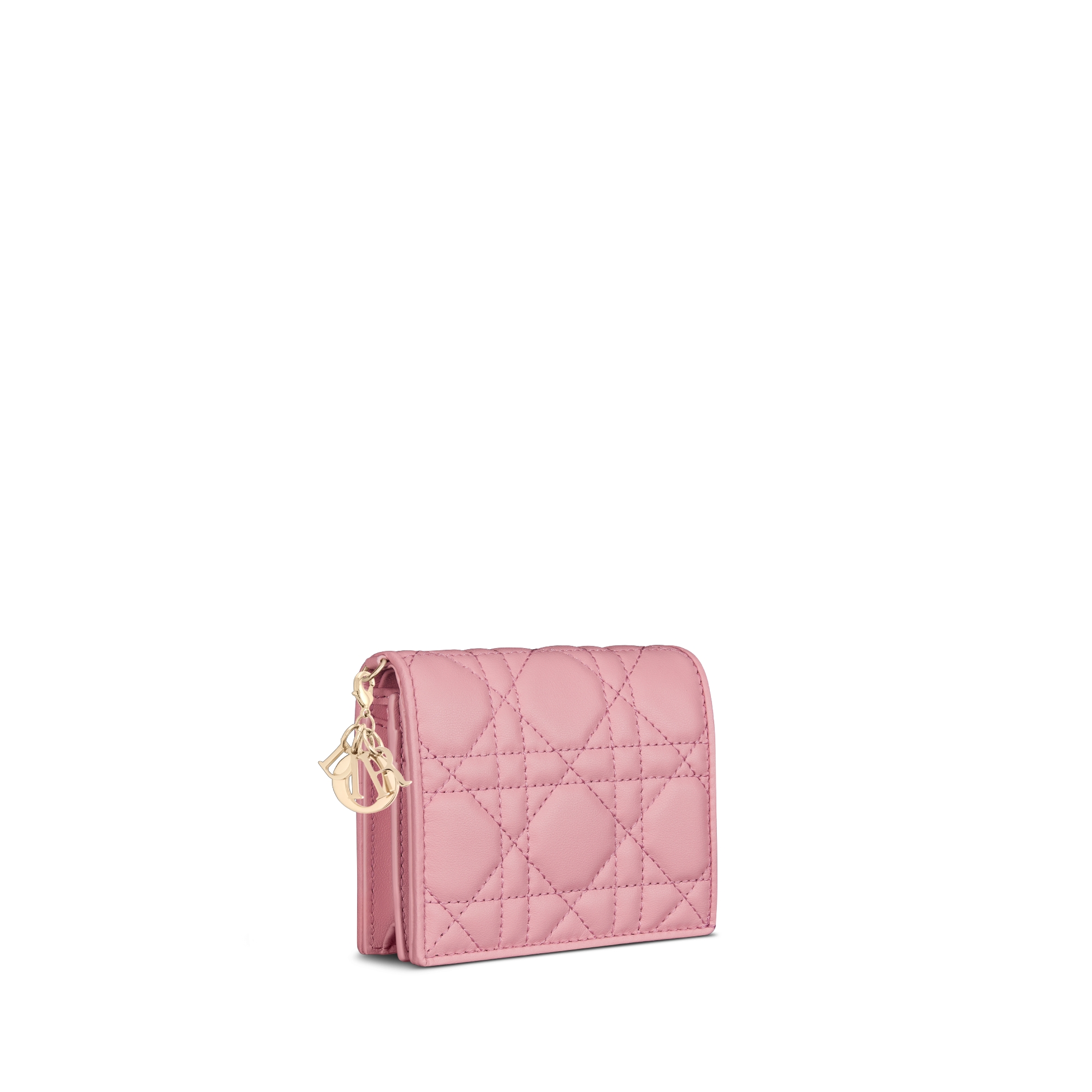 Mini Lady Dior Gardenia Wallet Melocoton Pink Cannage Lambskin | DIOR