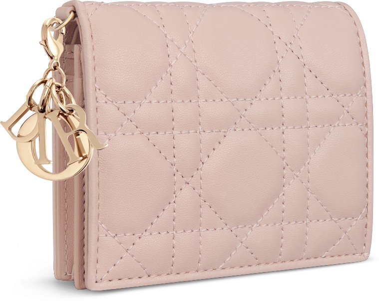 迷你 Lady Dior Gardenia 銀包 aria_threeQuarterClosedView