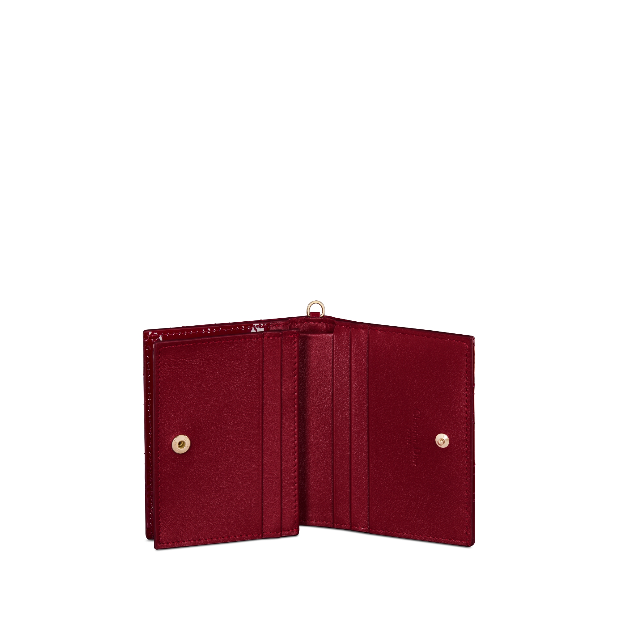 Mini Lady Dior Gardenia Wallet Cherry Red Patent Cannage Calfskin