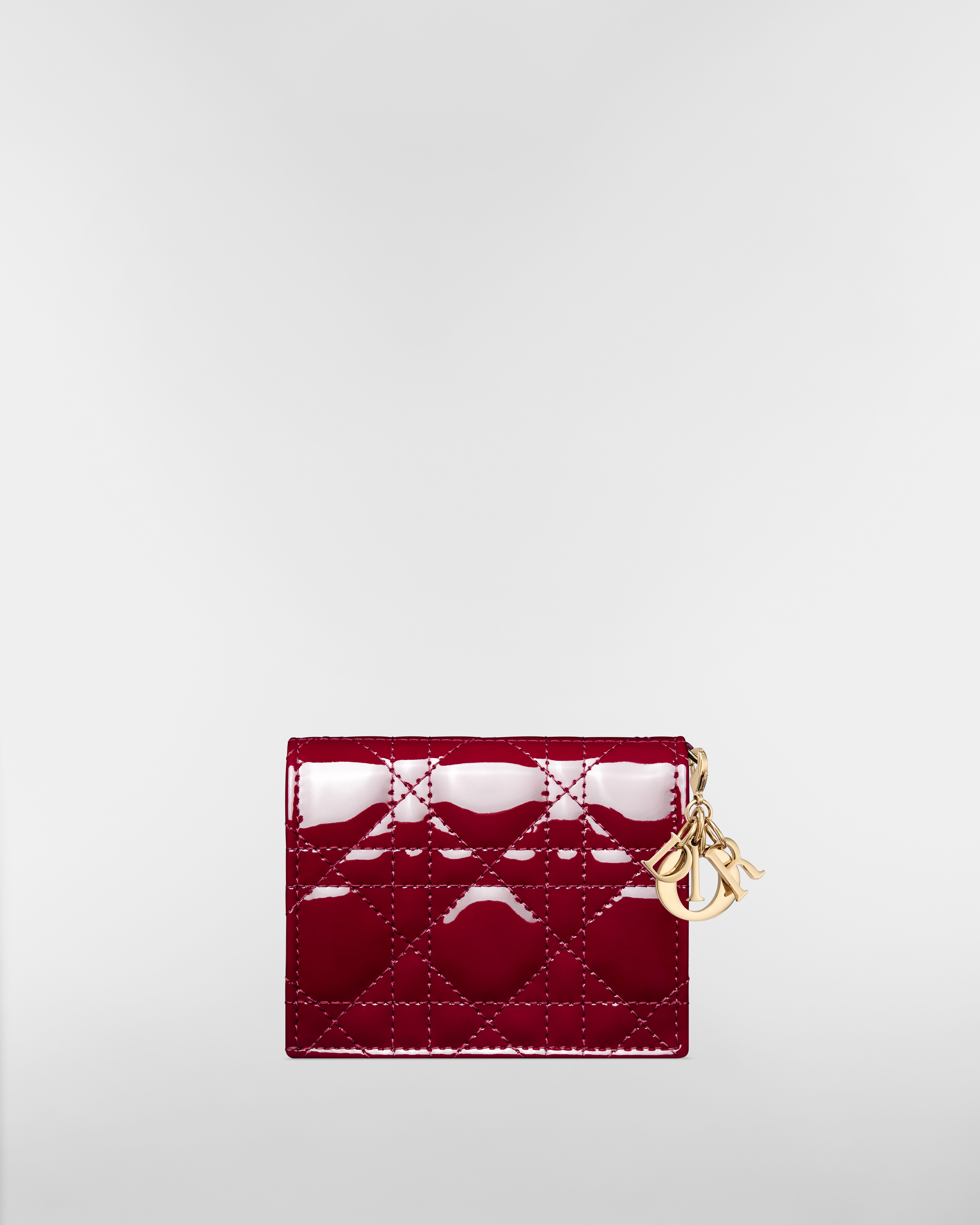 Mini Lady Dior Gardenia Wallet Cherry Red Patent Cannage Calfskin E08