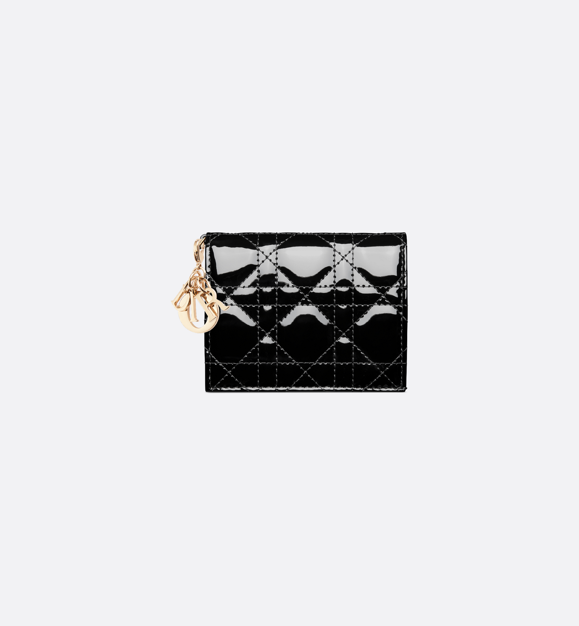 Mini Lady Dior Gardenia Wallet Black Patent Cannage Calfskin Mini Lady Dior Gardenia Wallet Black Patent Cannage Calfskin