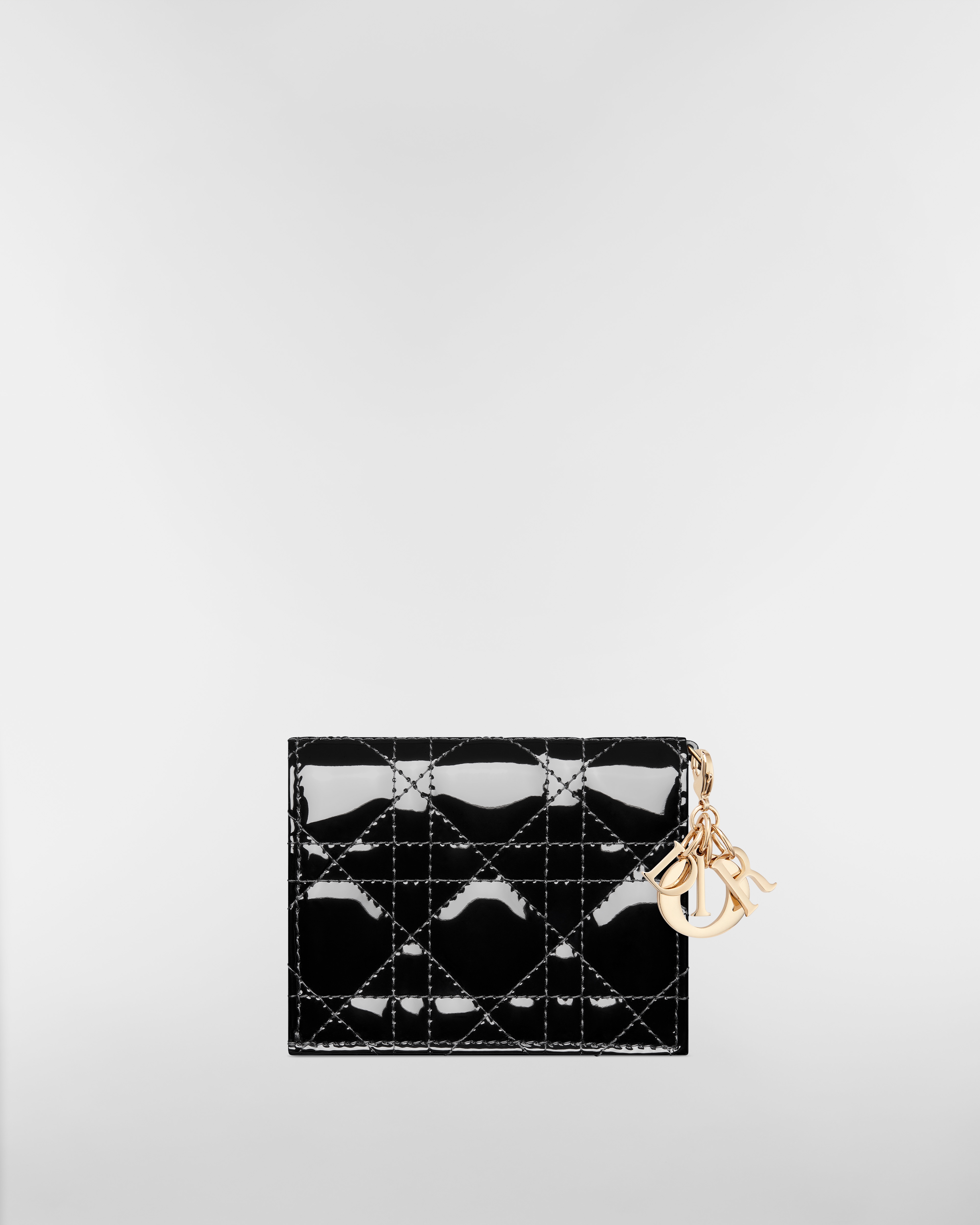 Mini Lady Dior Gardenia Wallet Black Patent Cannage Calfskin E08