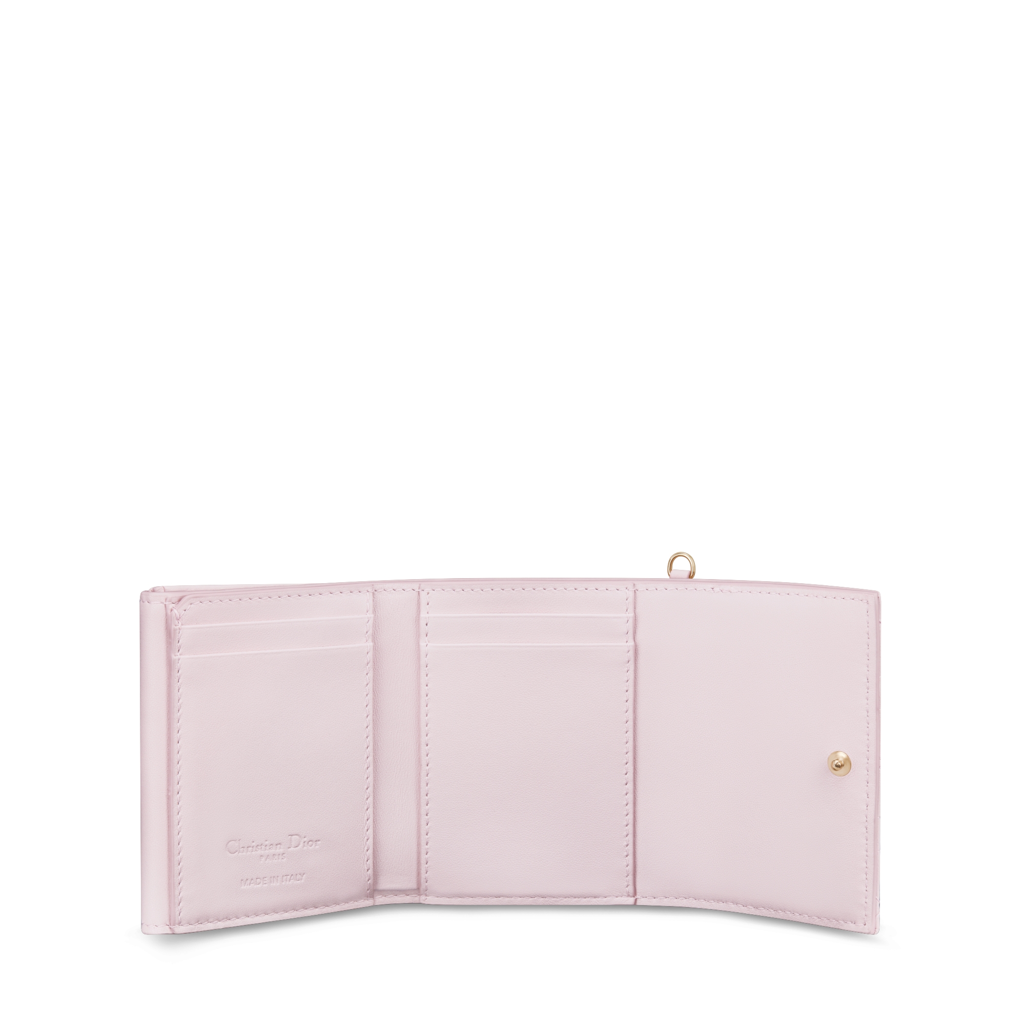 Dioramour Lady Dior Lotus 銀包 淡粉紅色 Cannage 藤格紋圖案羊皮配心形主題圖案 E07