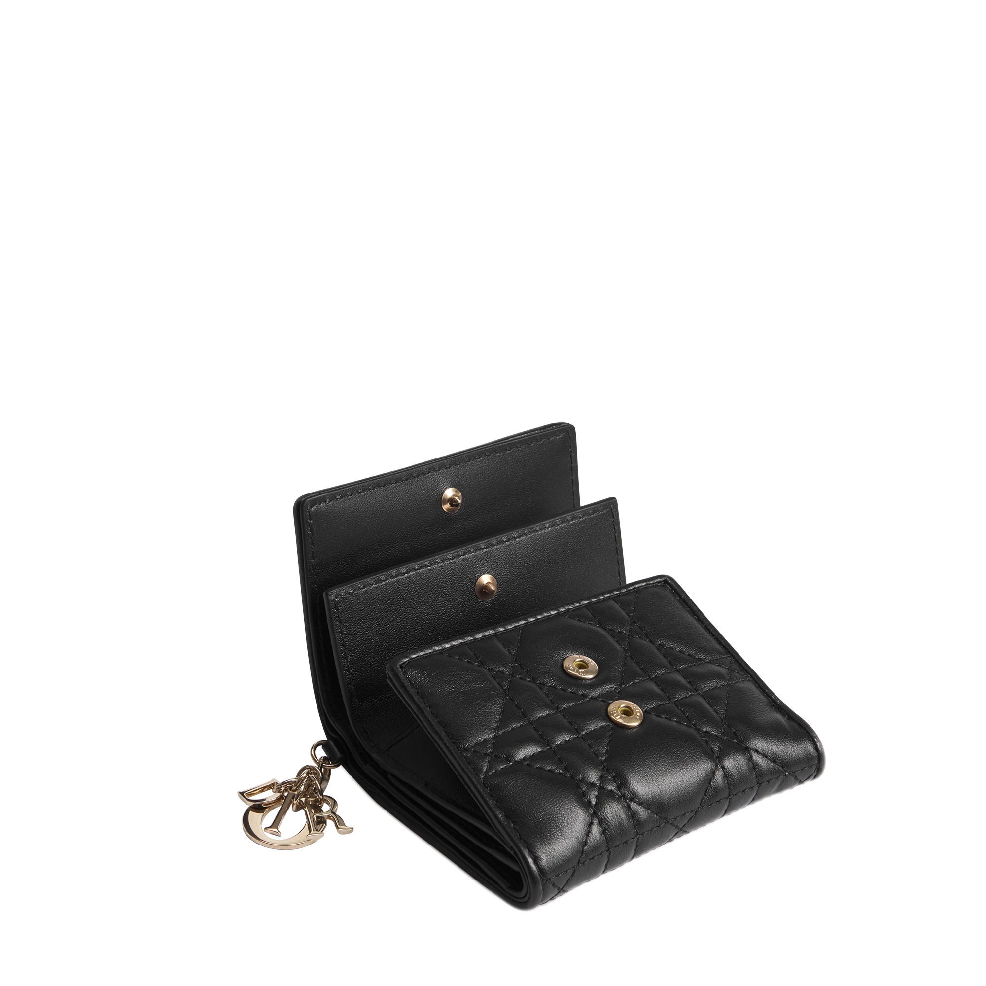 Lady Dior Lotus Wallet Black Cannage Lambskin E06
