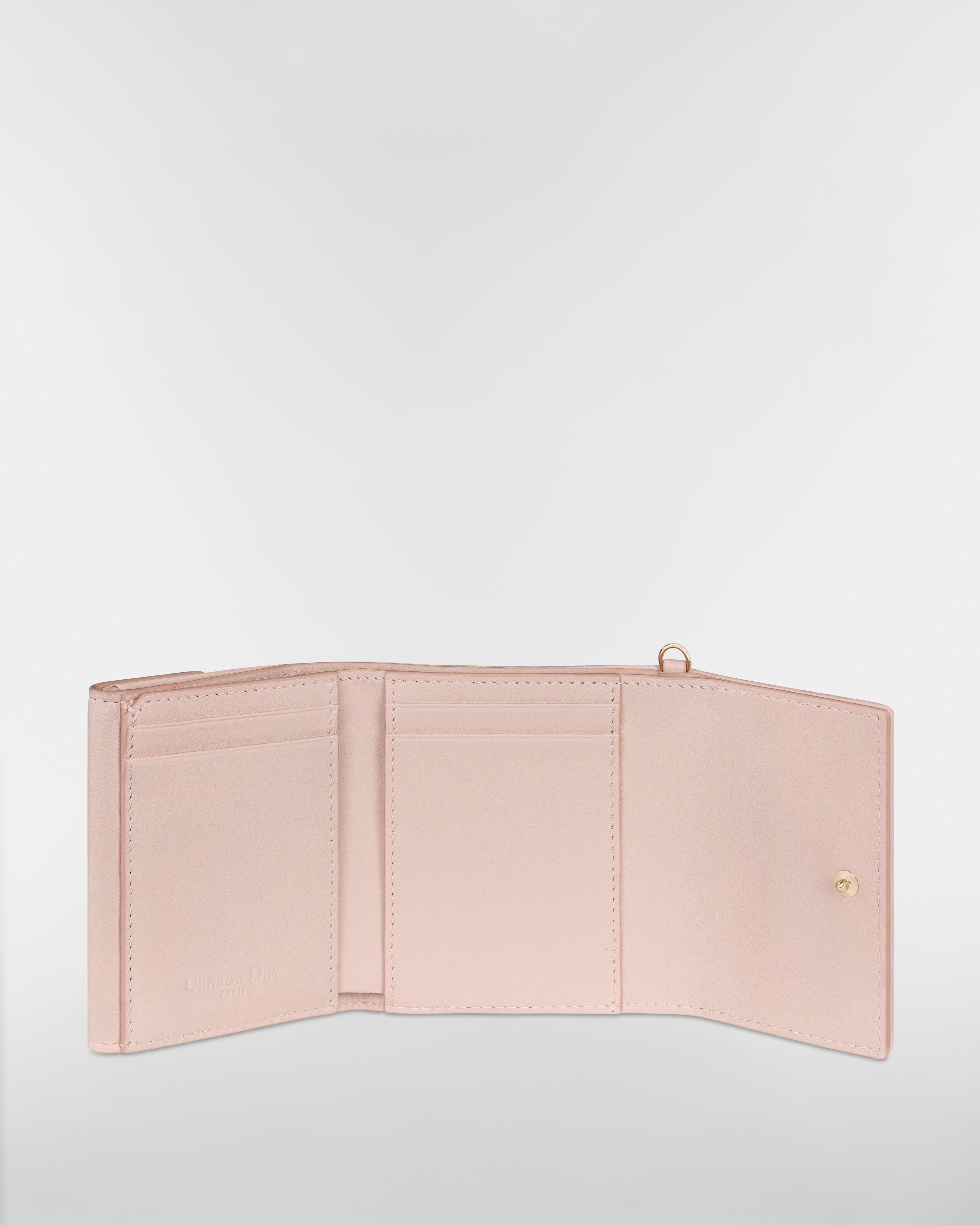 Lady Dior Lotus 지갑 파우더 핑크 까나쥬 양가죽 E07