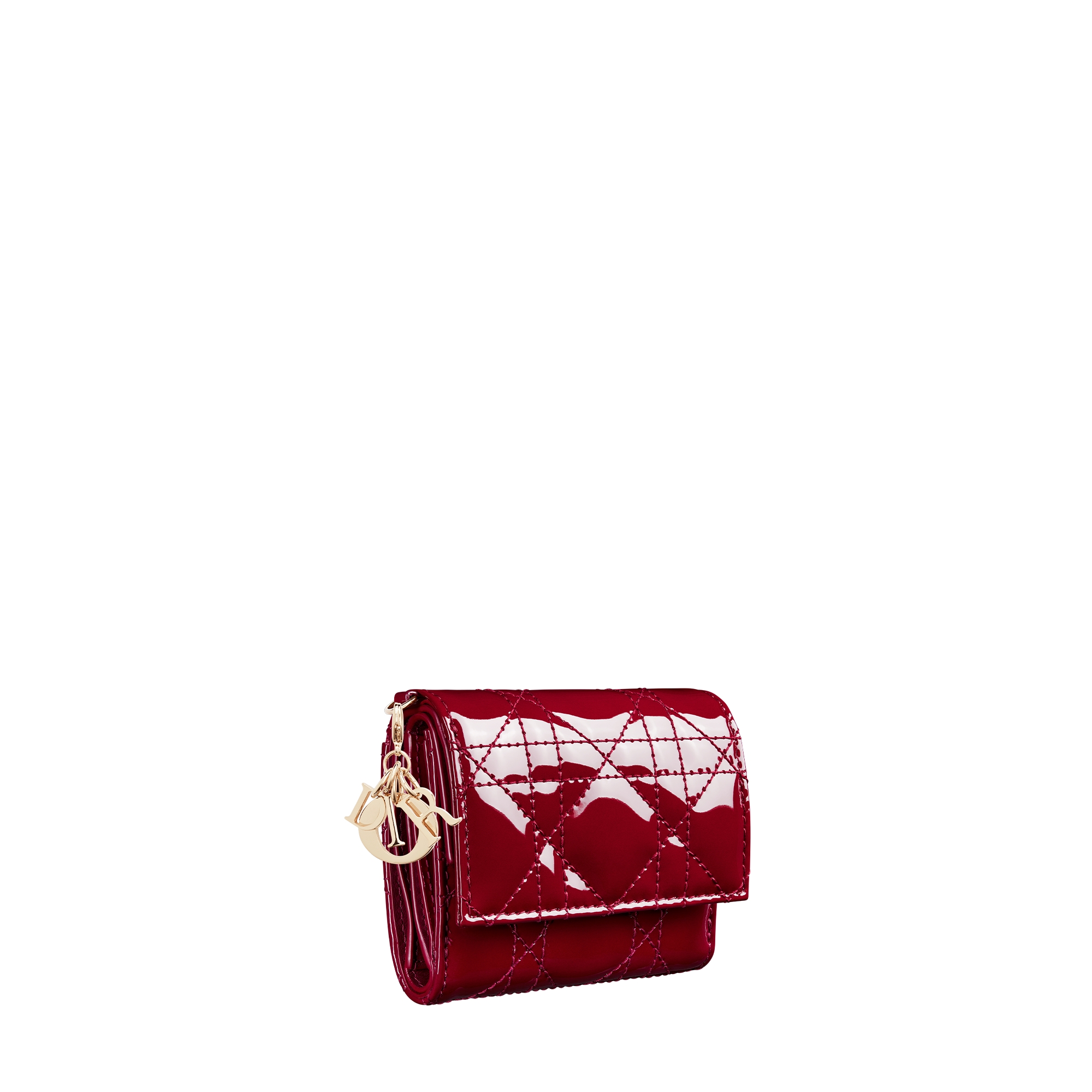 Lady Dior Lotus Wallet Cherry Red Patent Cannage Calfskin E03