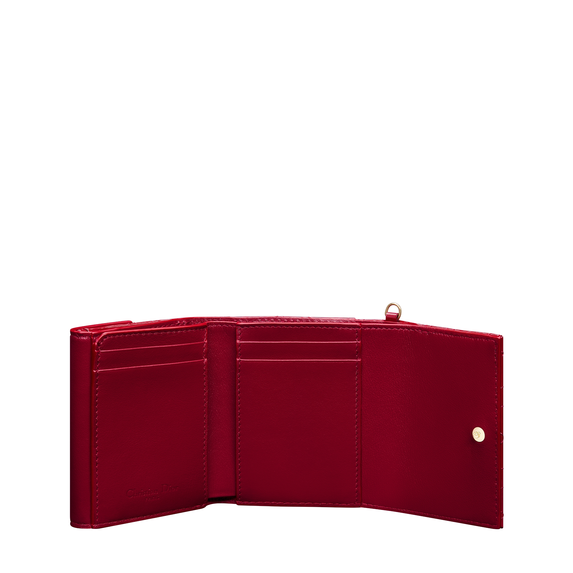 Lady Dior Lotus Wallet Cherry Red Patent Cannage Calfskin E07