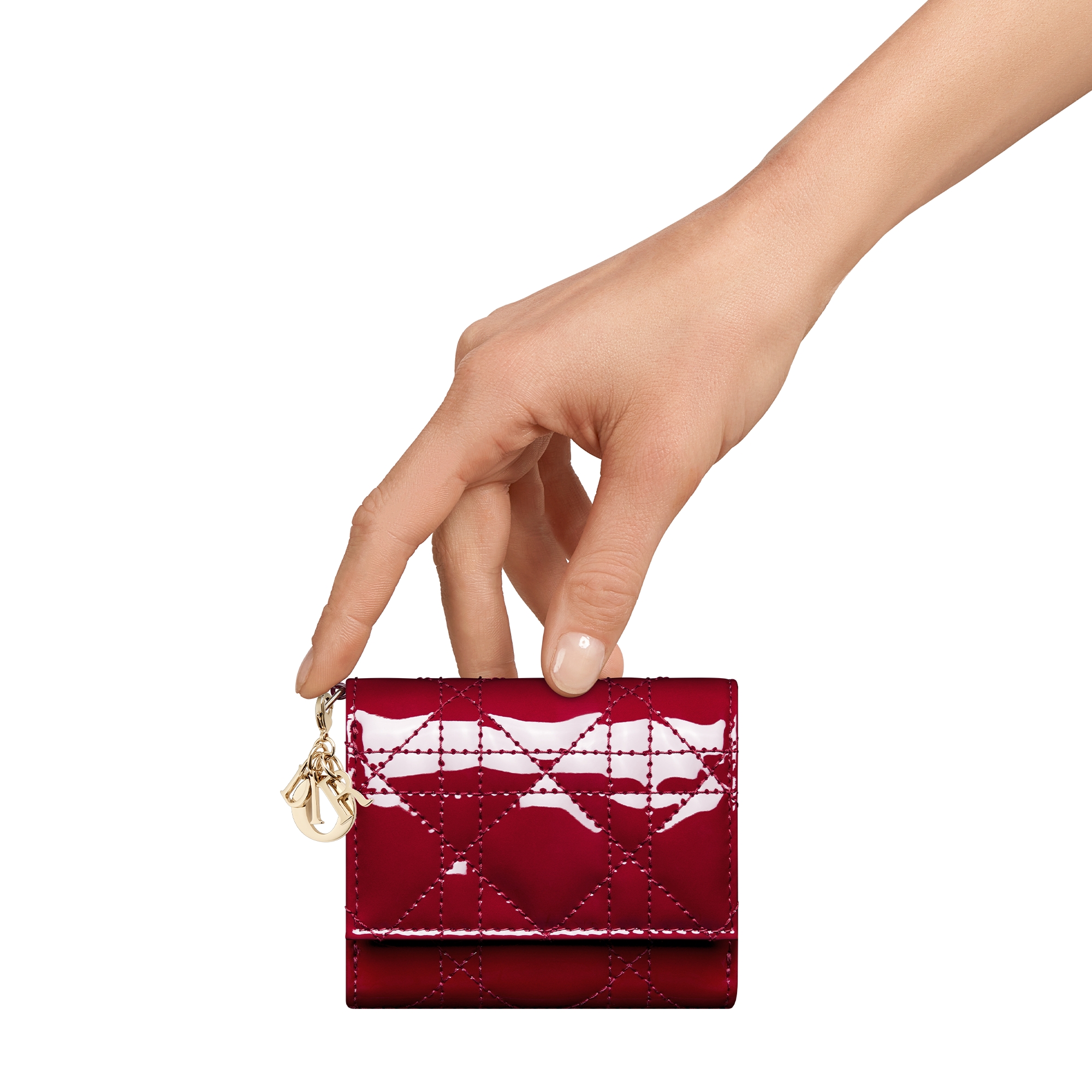 Lady Dior Lotus Wallet Cherry Red Patent Cannage Calfskin E11