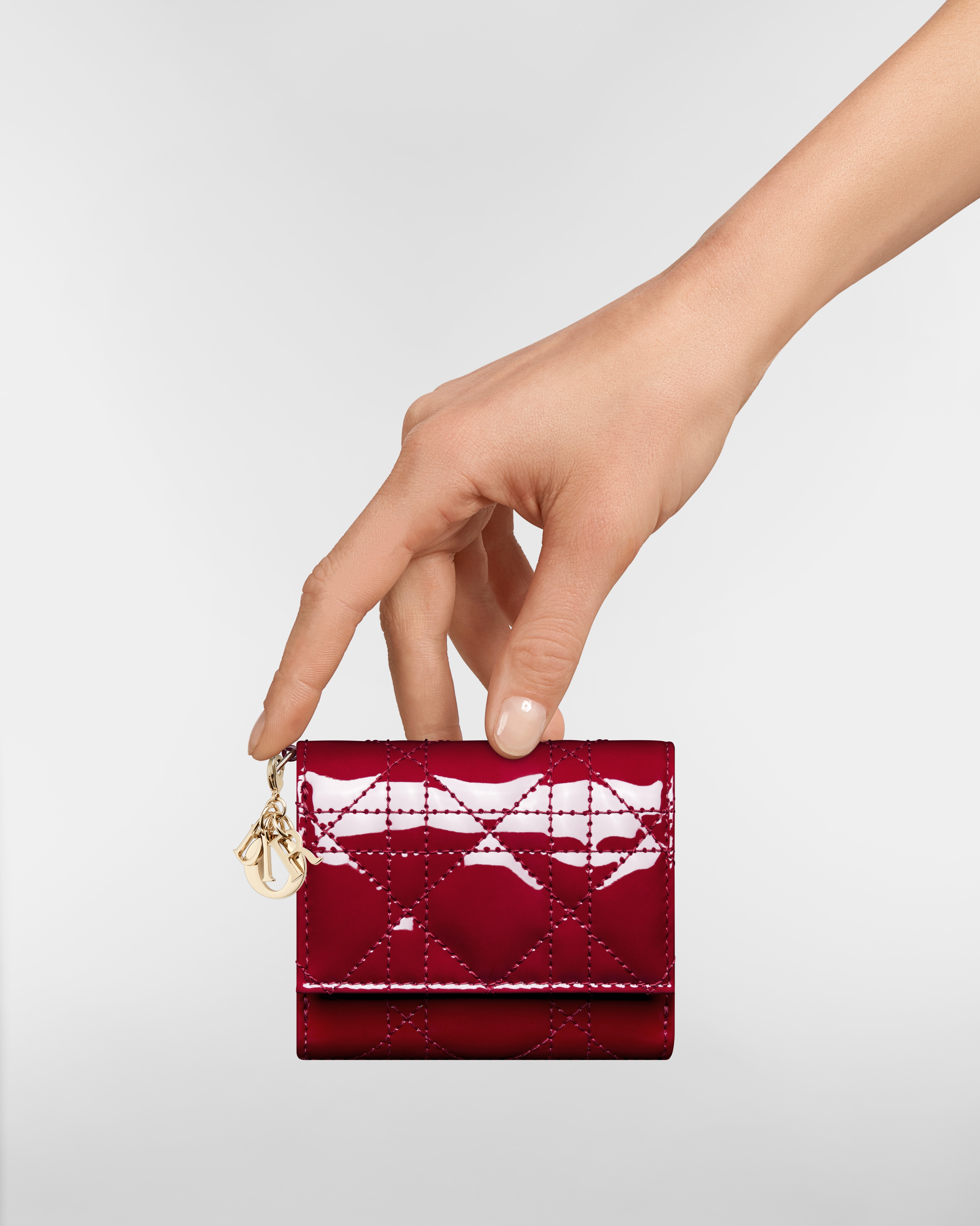 Lady Dior Lotus Wallet Cherry Red Patent Cannage Calfskin E11