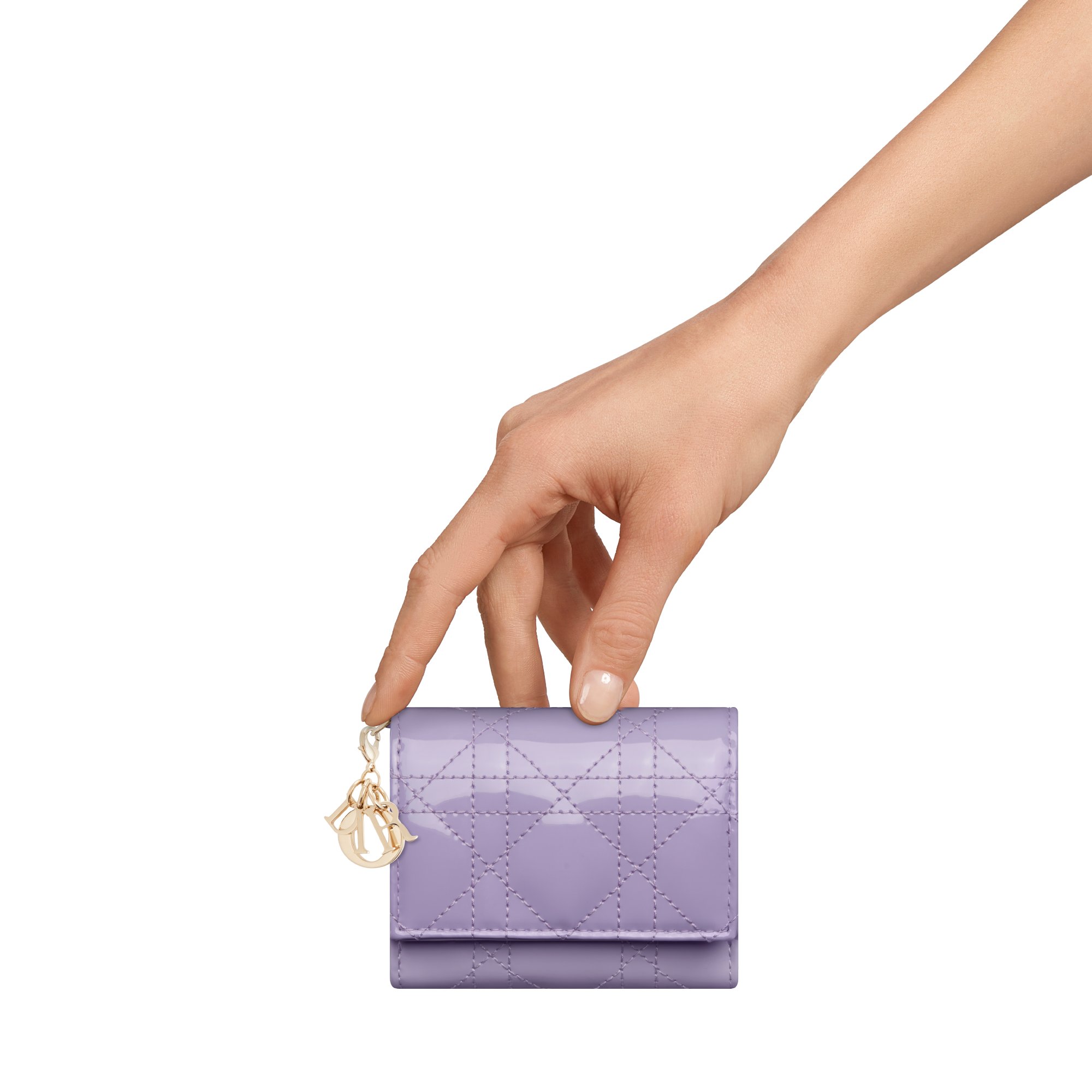 ディオール Lady Dior Lotus 三つ折り財布 パテントカーフスキン
