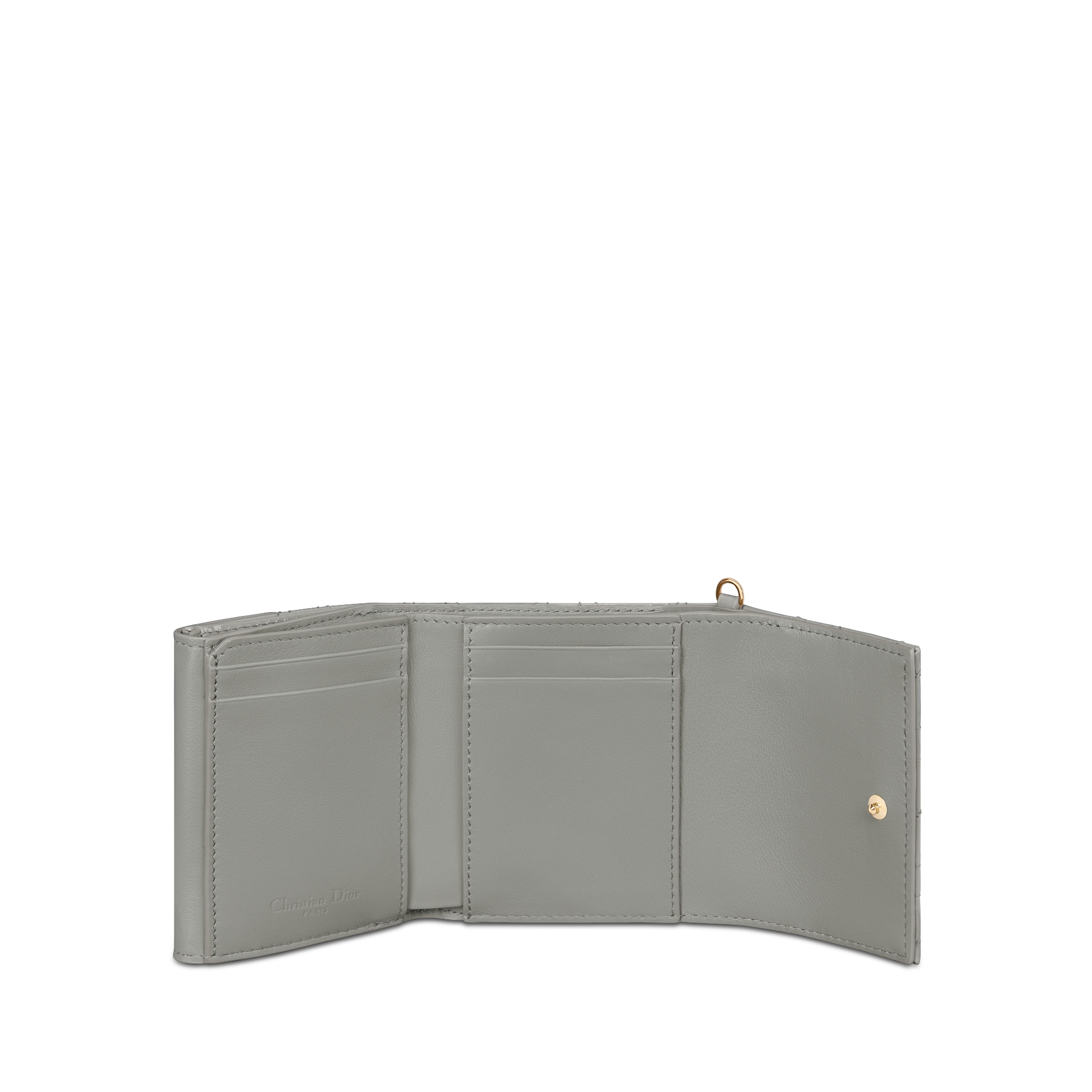 Lady Dior Lotus Wallet Stone Gray Patent Cannage Calfskin E07