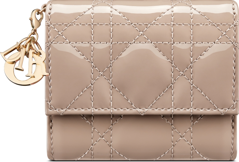 Lady Dior Lotus Wallet Sand-Colored Patent Cannage Calfskin | DIOR