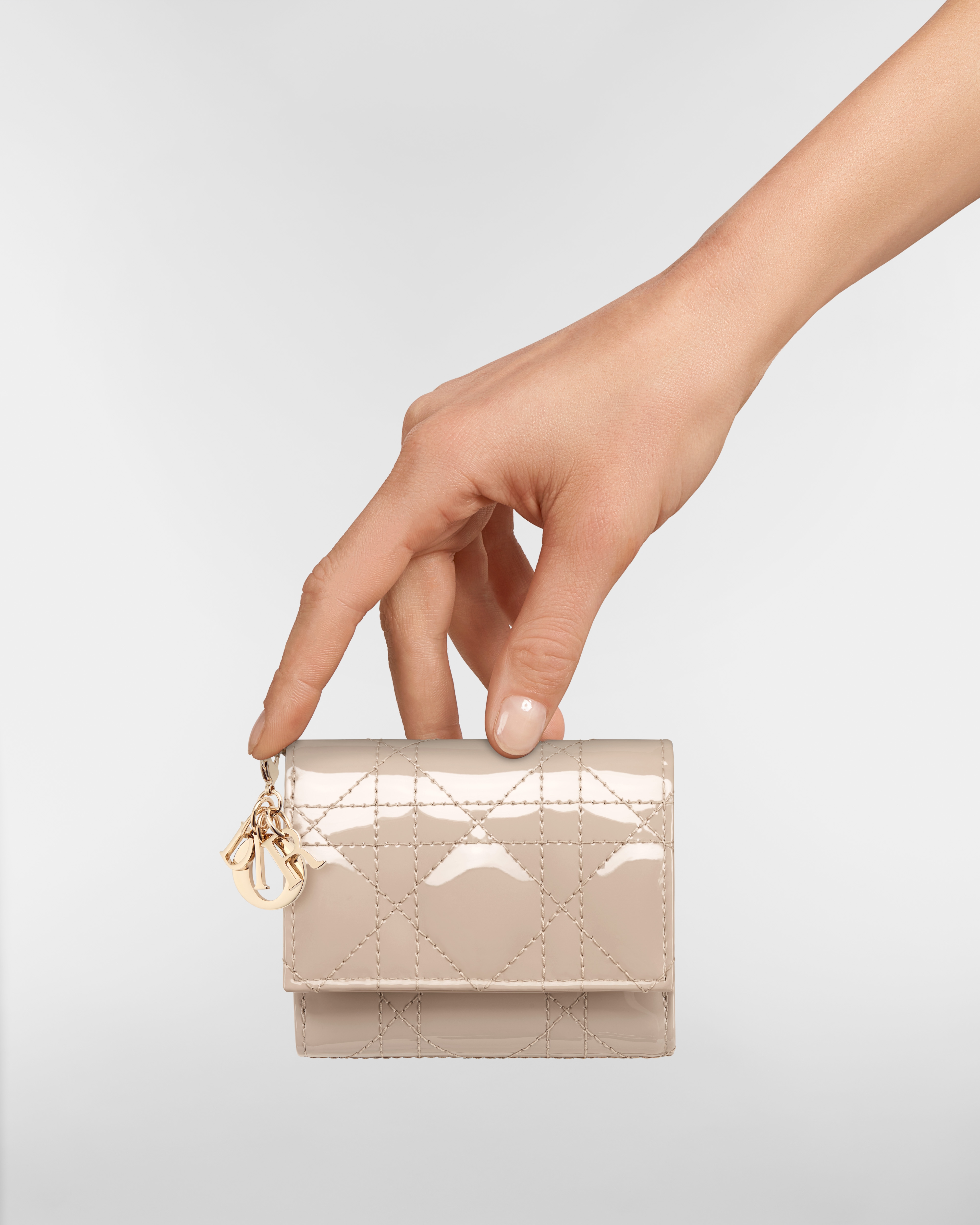 Lady Dior Lotus Wallet Powder Beige Patent Cannage Calfskin E11