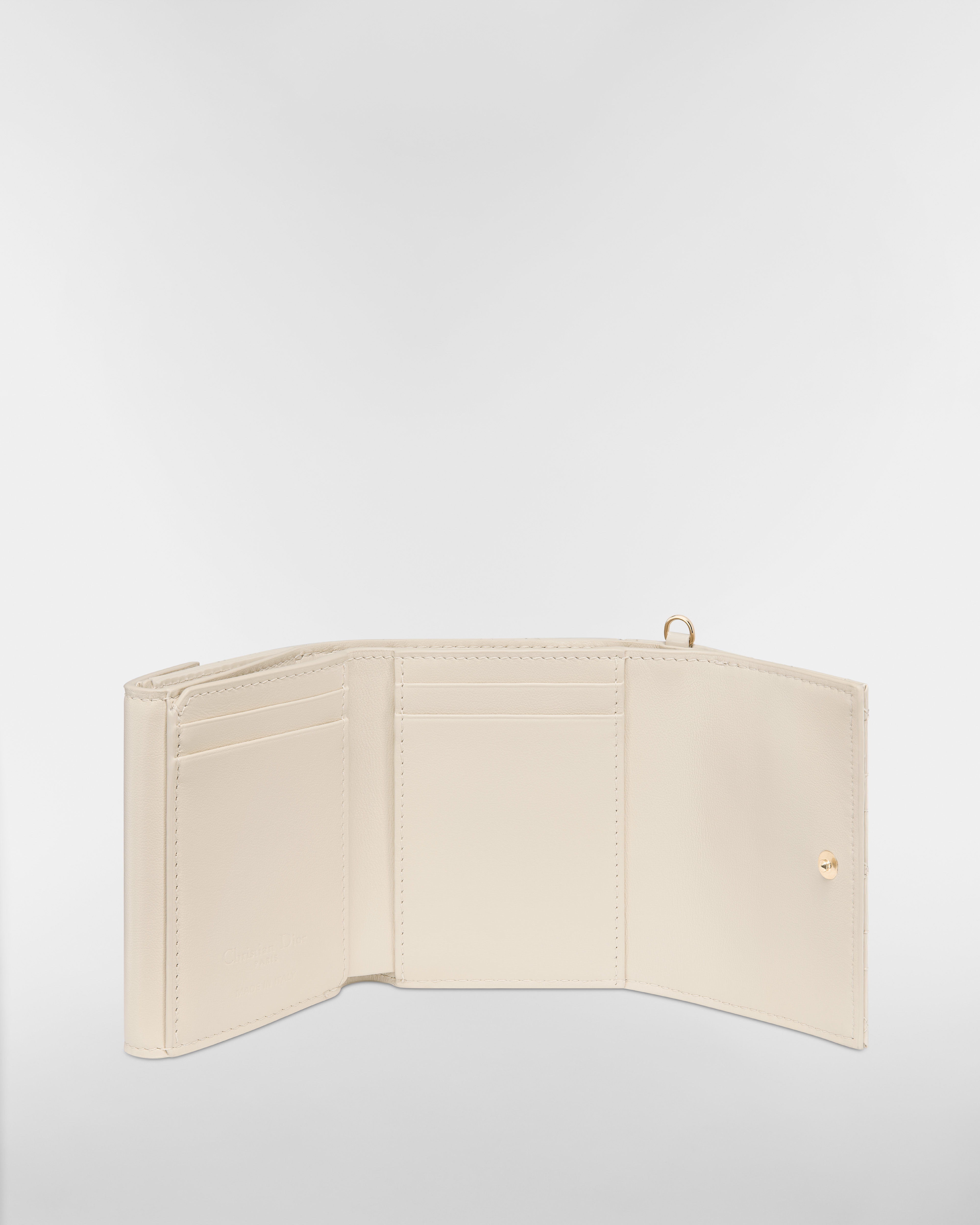 Lady Dior Lotus 지갑 더스티 아이보리 페이턴트 까나쥬 송아지 가죽 E07