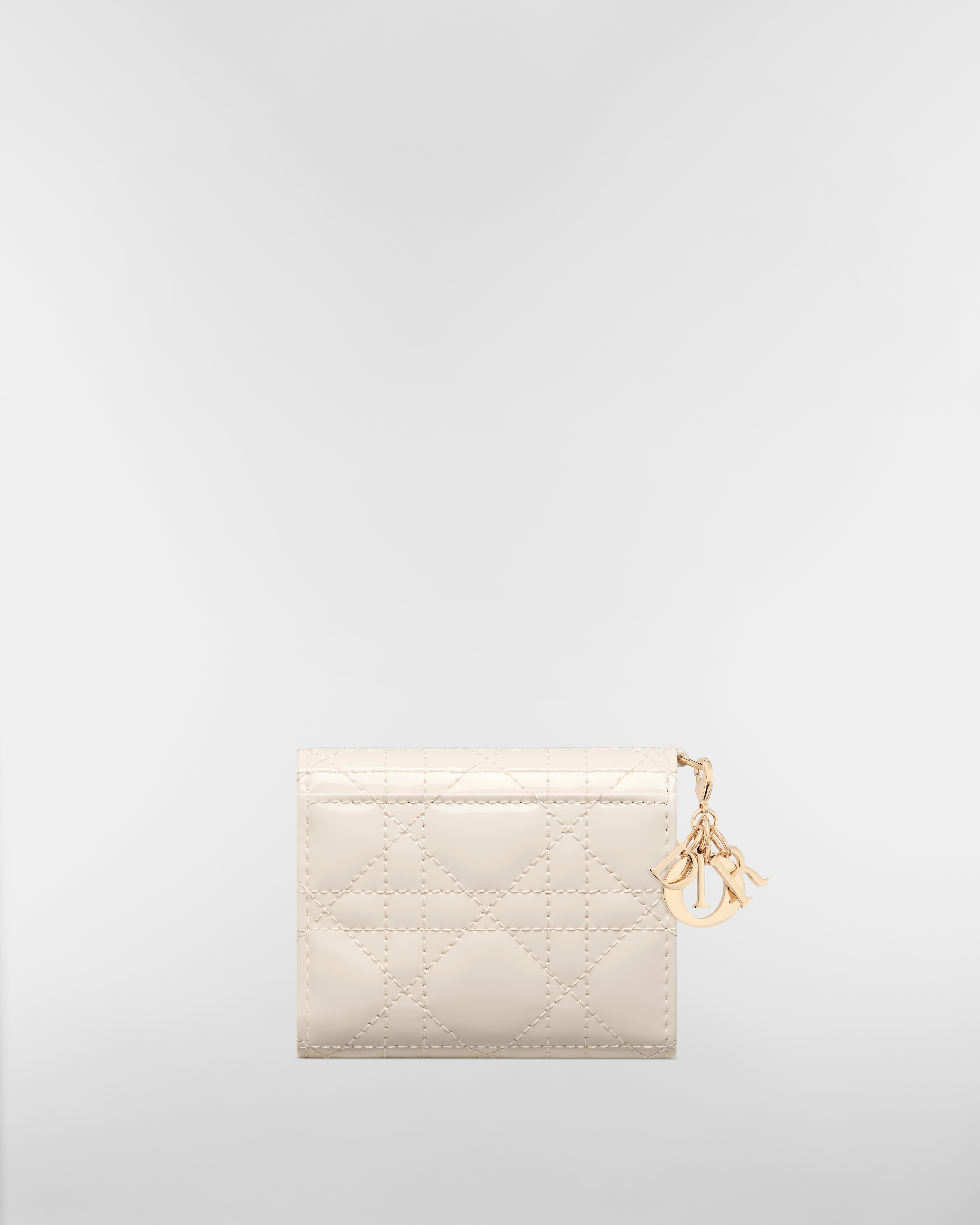 Lady Dior Lotus 지갑 더스티 아이보리 페이턴트 까나쥬 송아지 가죽 E08