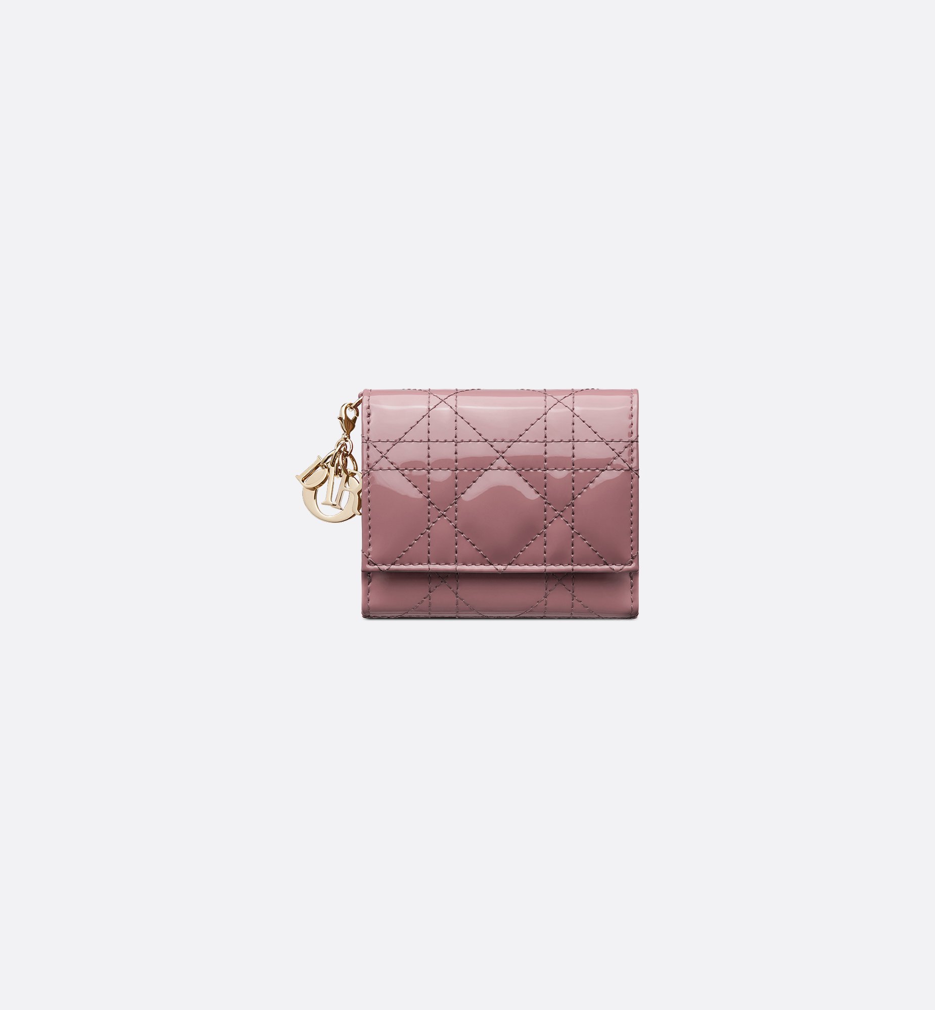 Lady Dior Lotus Wallet Sand-Colored Patent Cannage Calfskin Lady Dior Lotus Wallet Sand-Colored Patent Cannage Calfskin