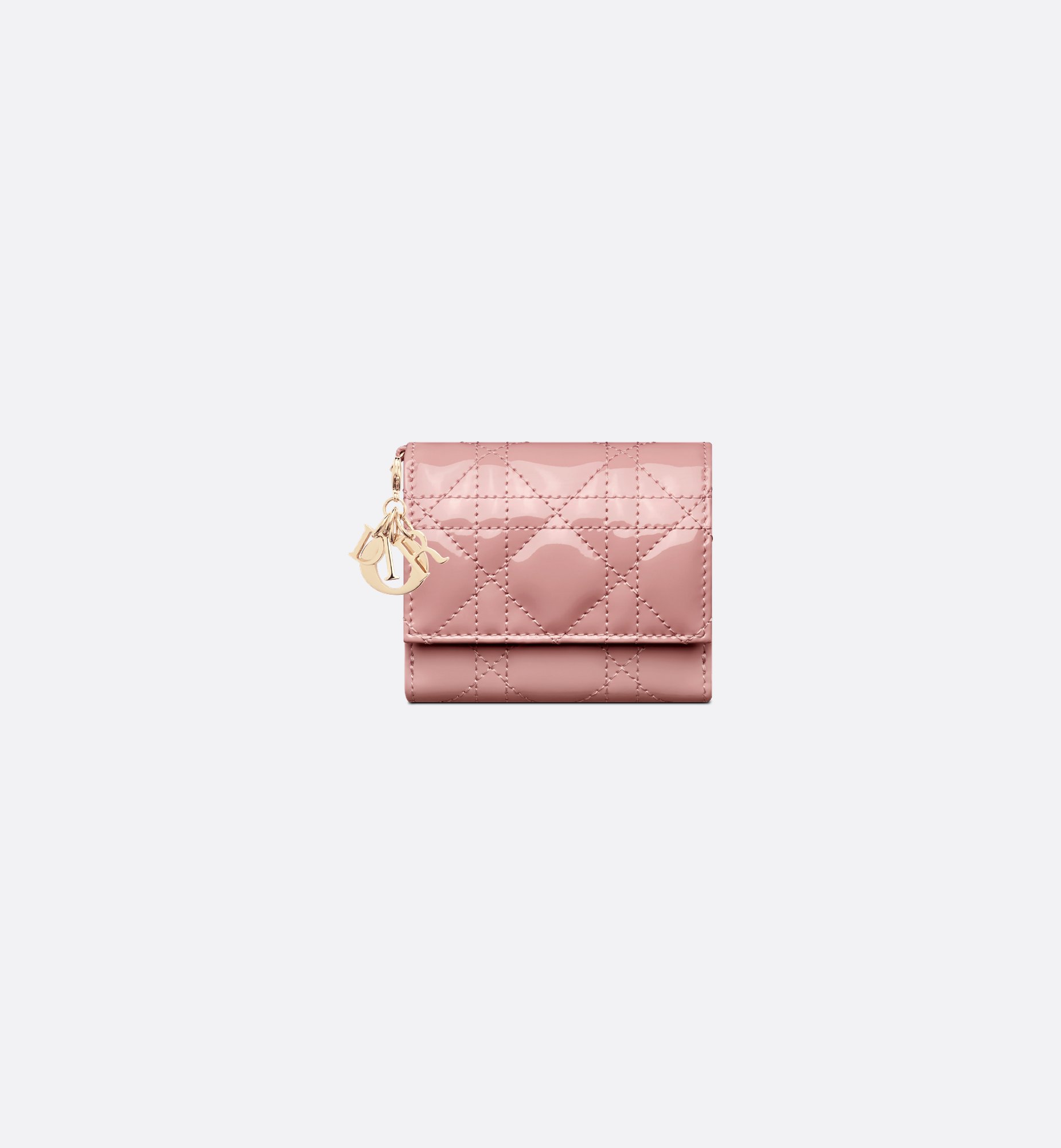 Lady Dior Lotus Wallet Sand-Colored Patent Cannage Calfskin Lady Dior Lotus Wallet Sand-Colored Patent Cannage Calfskin