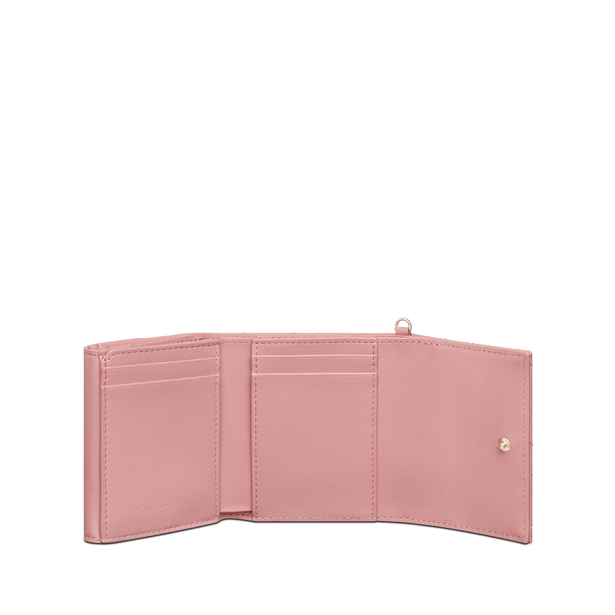 Lady Dior Lotus Wallet Antique Pink Patent Cannage Calfskin E07
