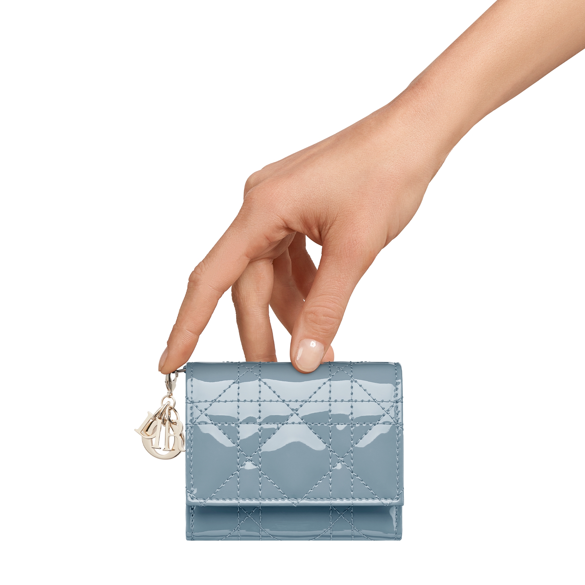 Lady Dior Lotus Wallet Cloud Blue Patent Cannage Calfskin E11