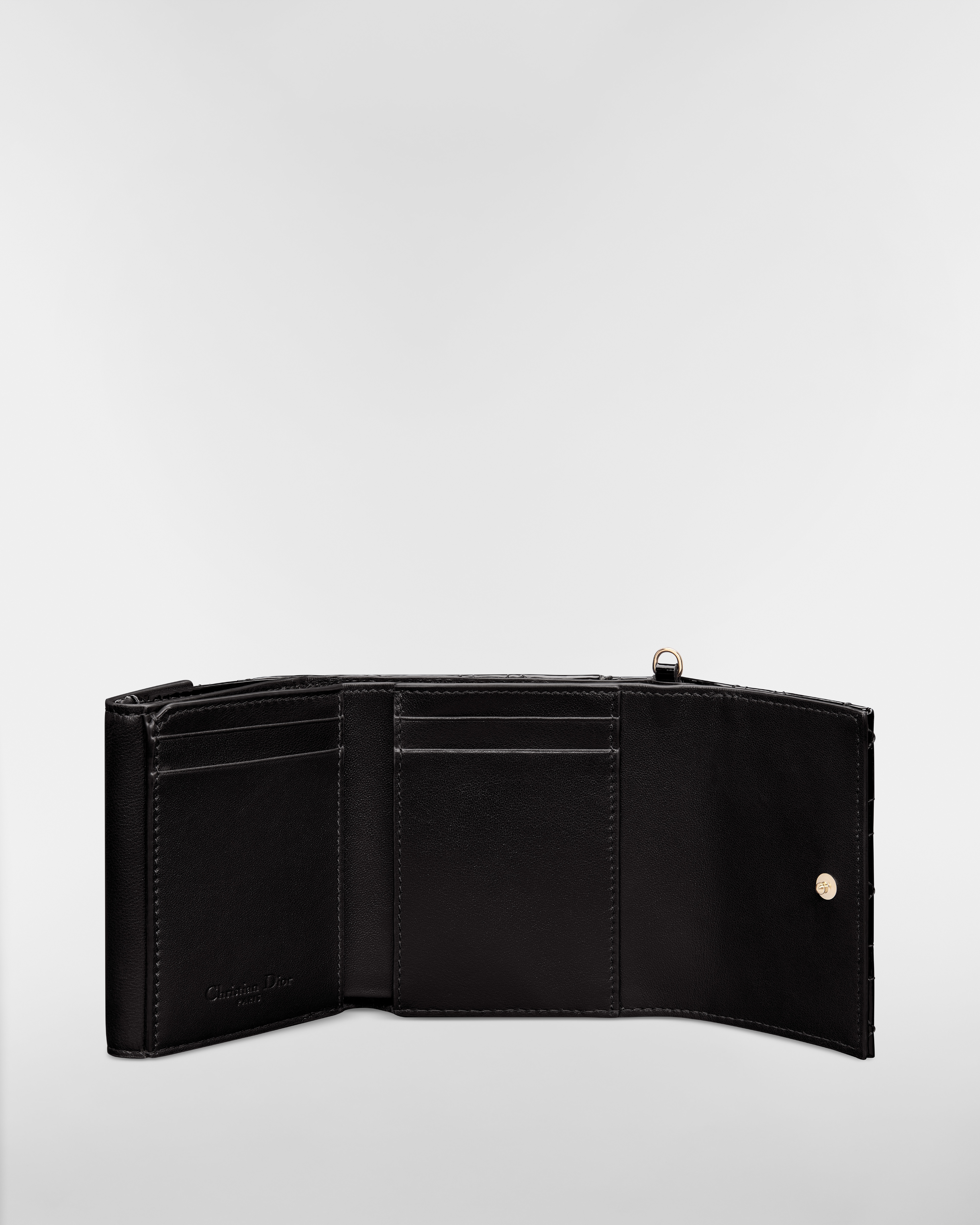 Lady Dior Lotus 錢包 黑色漆面 Cannage 籐格紋小牛皮 E07