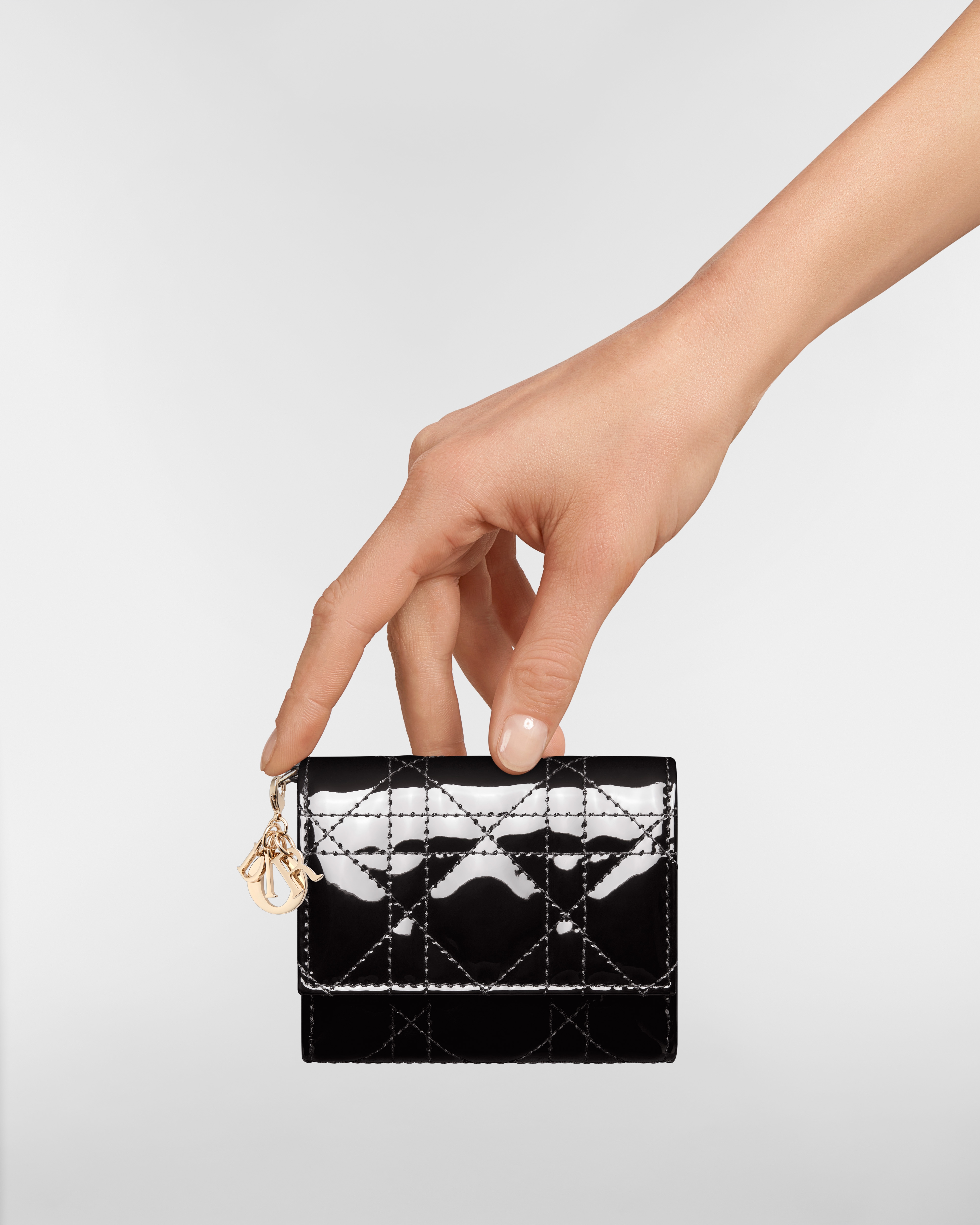 Lady Dior Lotus Wallet Black Patent Cannage Calfskin E11