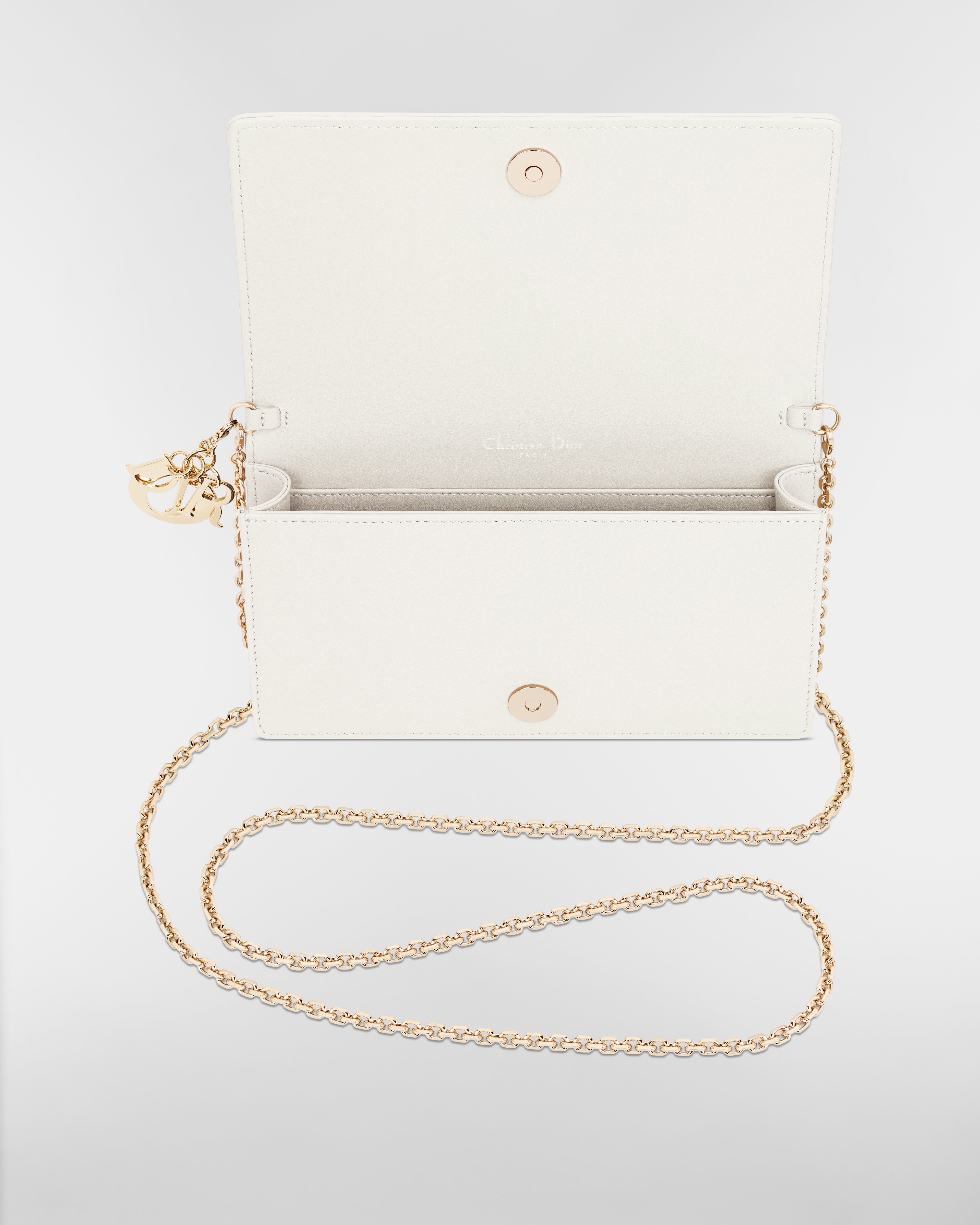 Lady Dior 체인 파우치 라떼 까나쥬 양가죽 E06