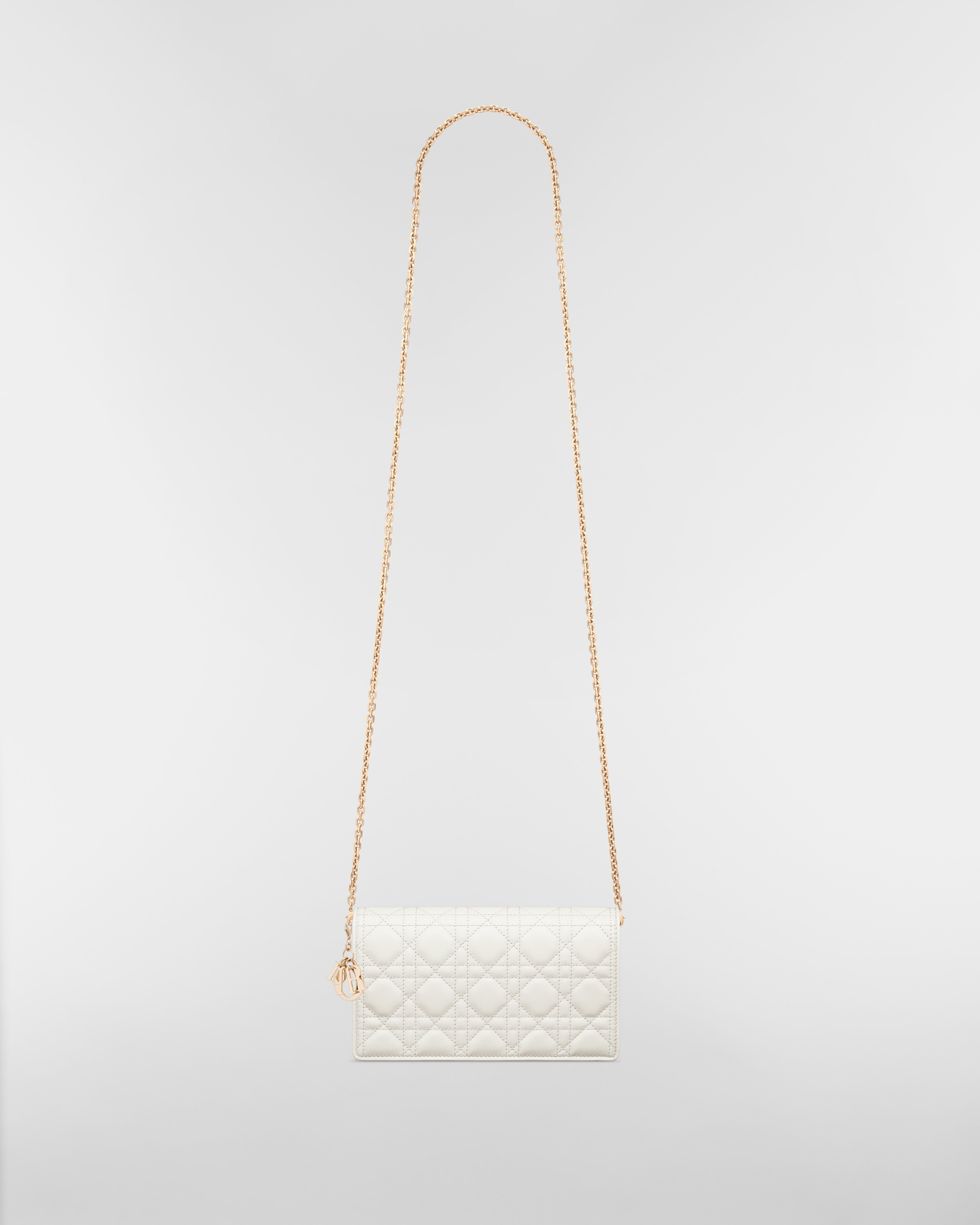 Lady Dior 체인 파우치 라떼 까나쥬 양가죽 E07