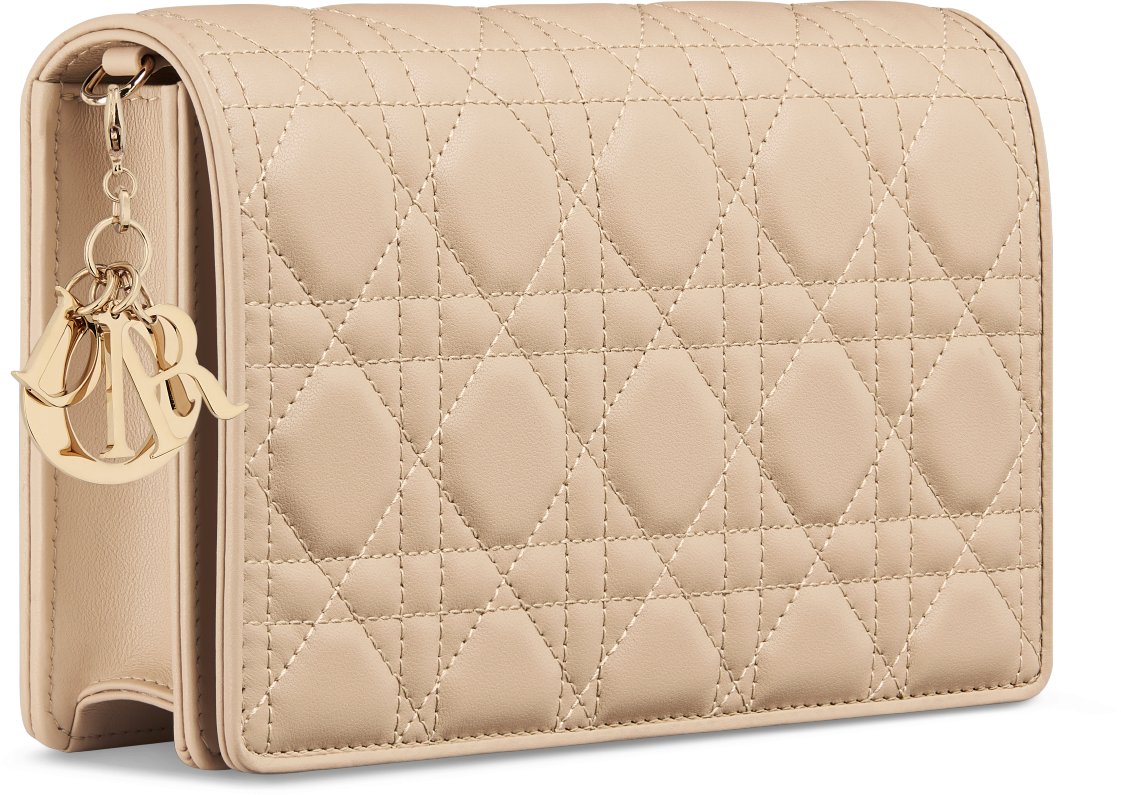 Lady Dior Pouch Powder Beige Cannage Lambskin DIOR