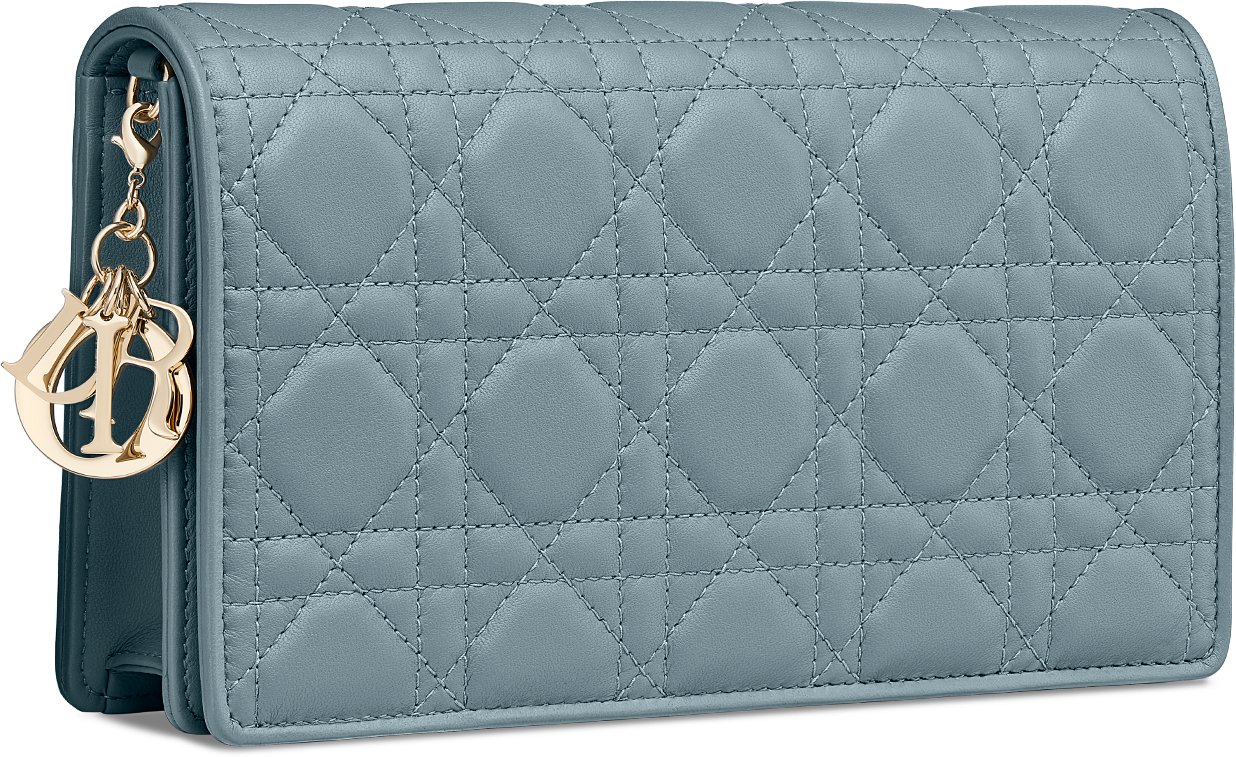 Lady Dior Pouch with Chain Three quarter closed view