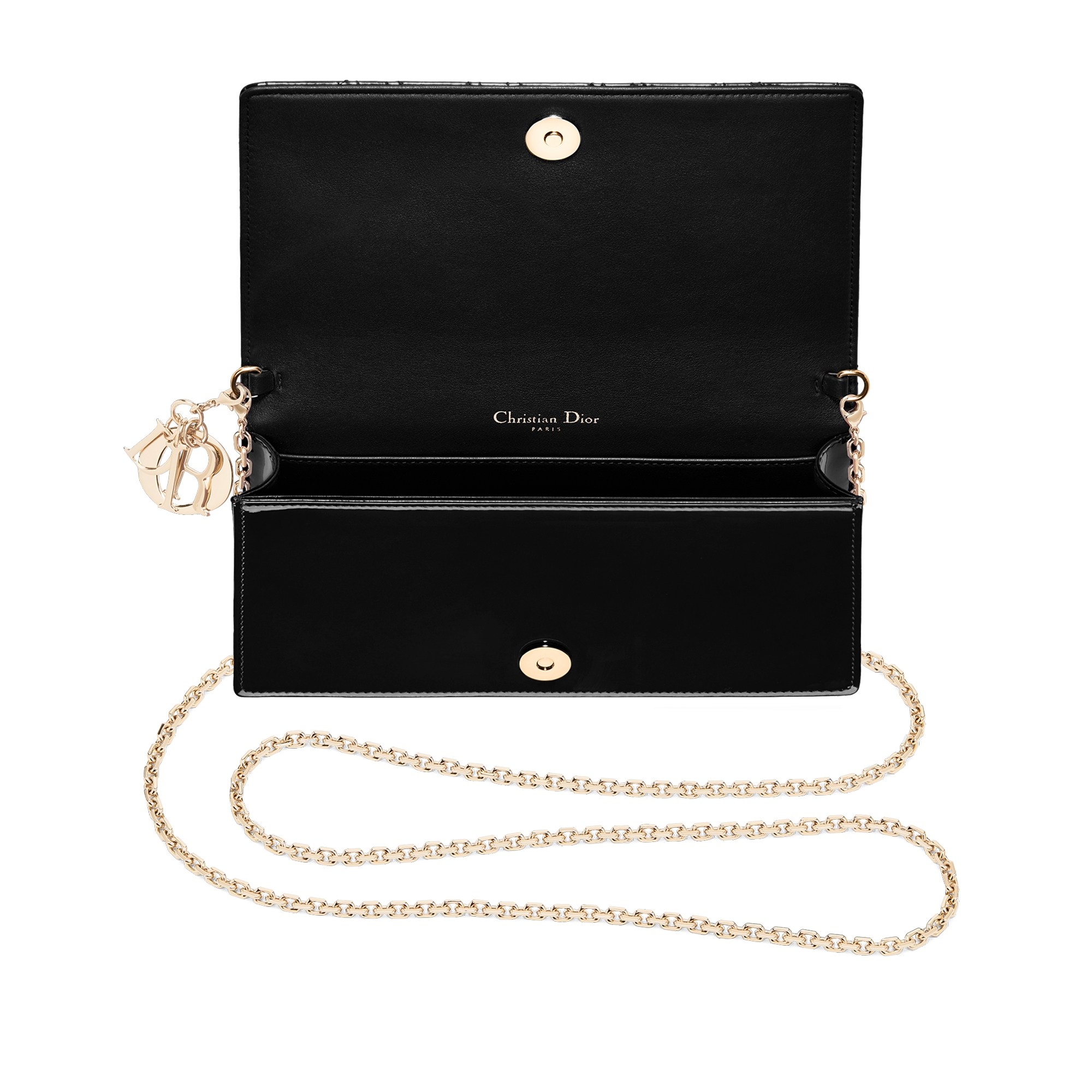 Pochette Lady Dior Cuir de veau Cannage verni noir E06