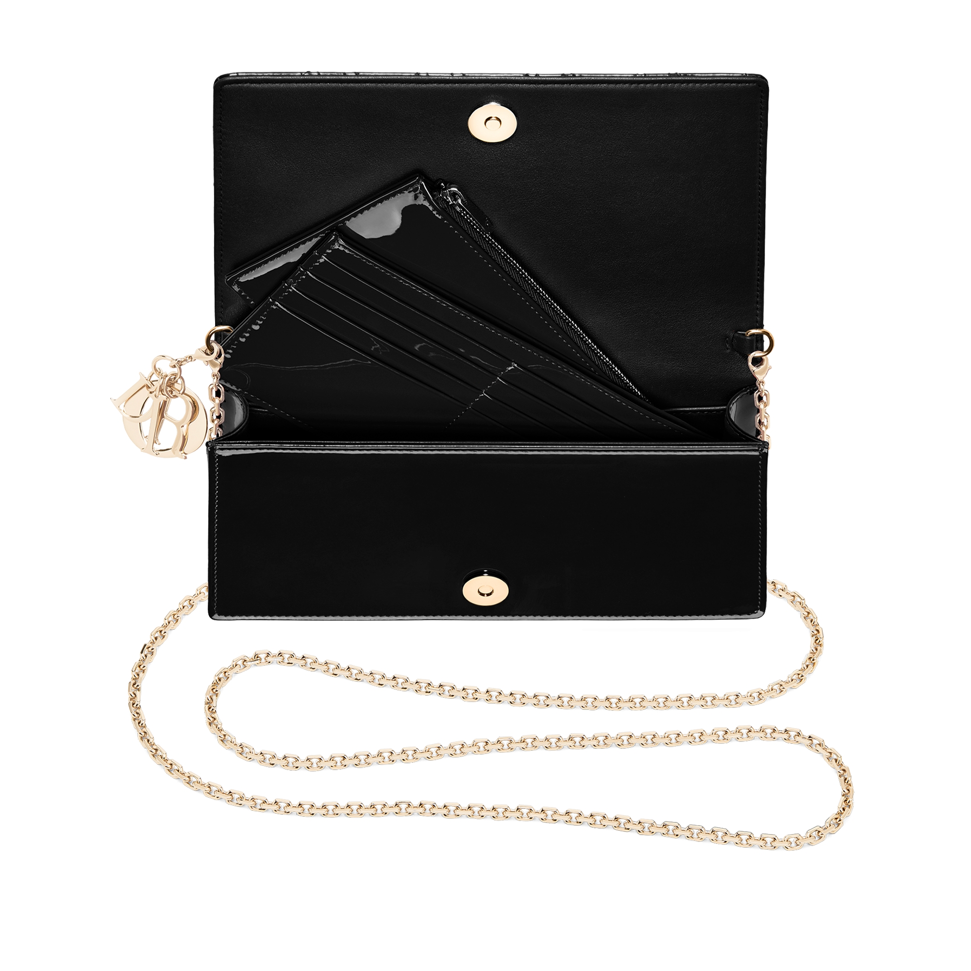 Pochette Lady Dior Cuir de veau Cannage verni noir E09