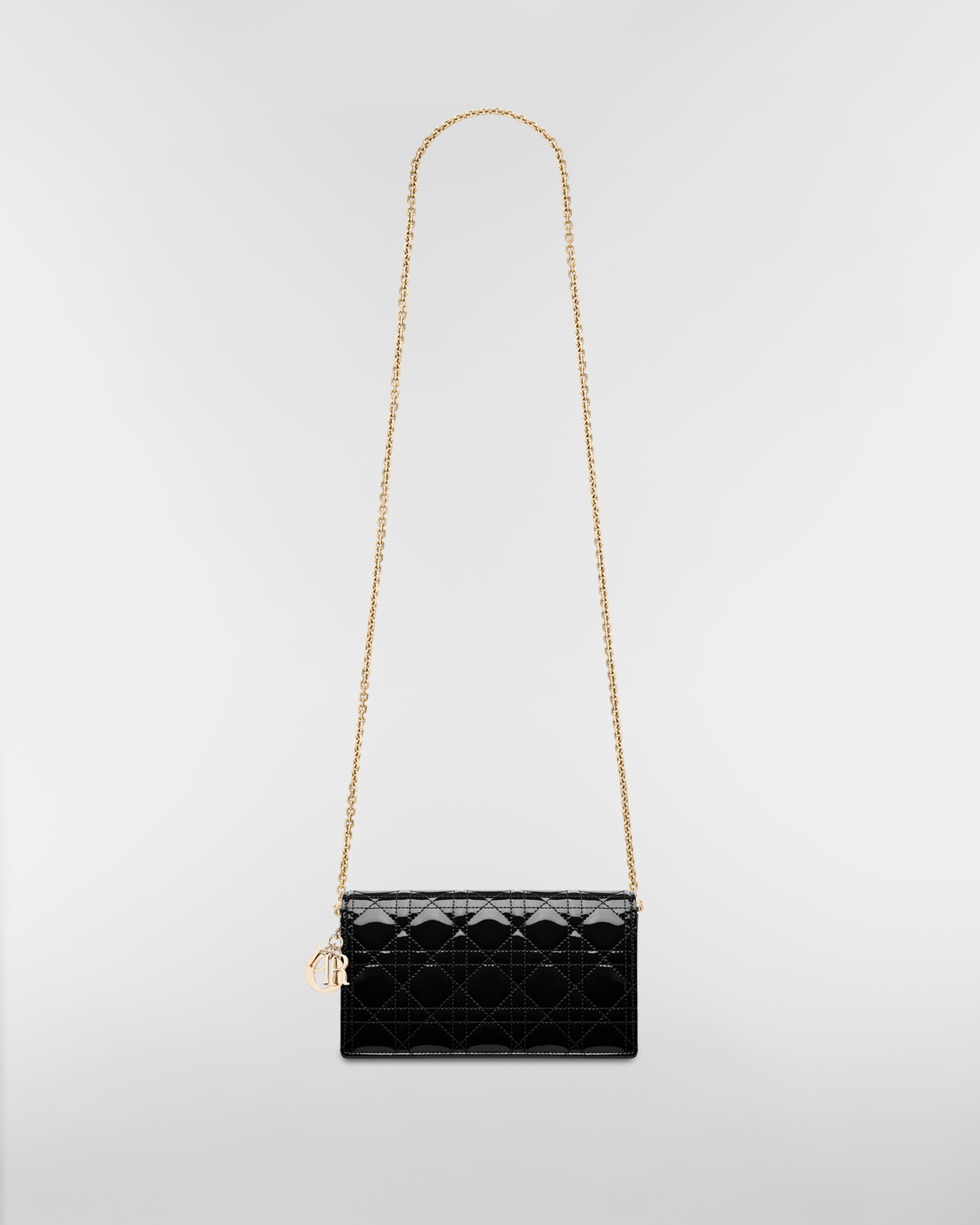 Lady Dior 파우치 블랙 페이턴트 까나쥬 송아지 가죽 E07