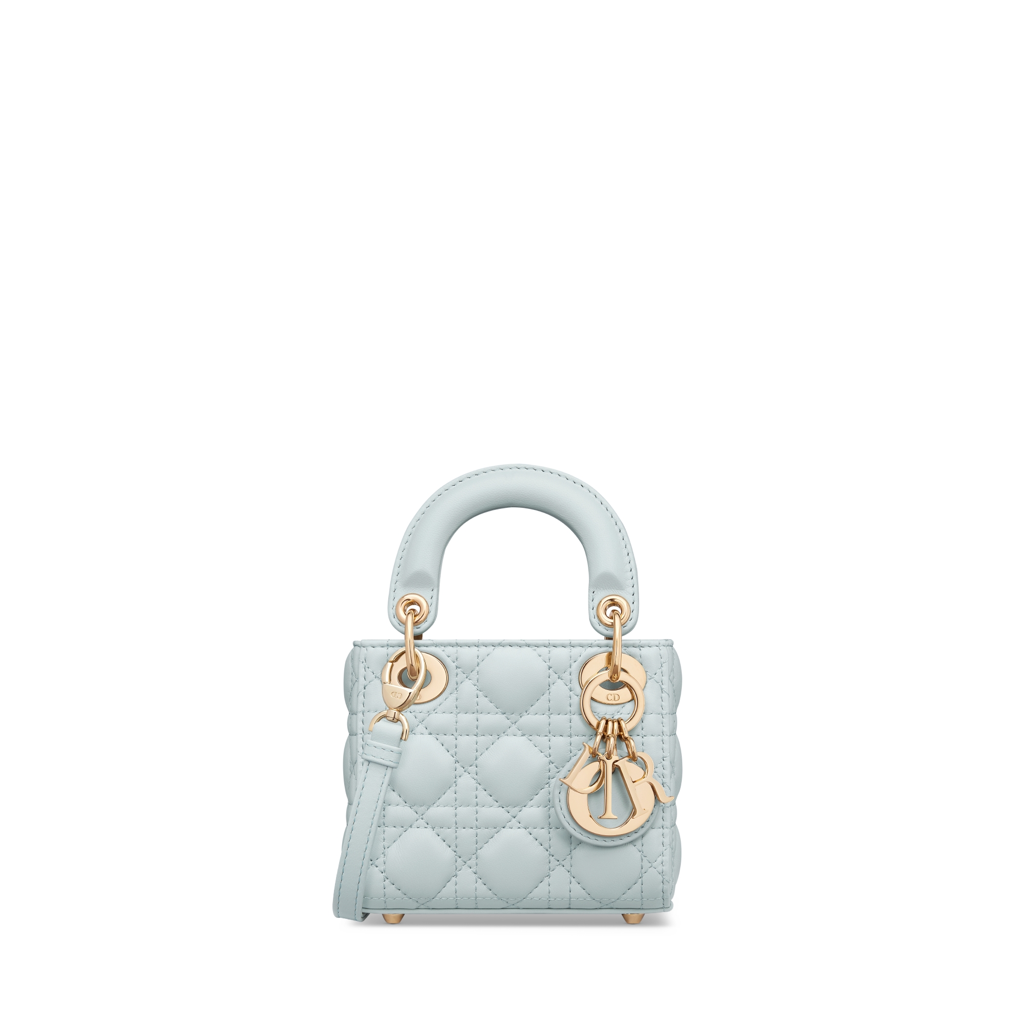 Lady Dior-microtas Poederblauw lamsleer met Cannage-motief E01