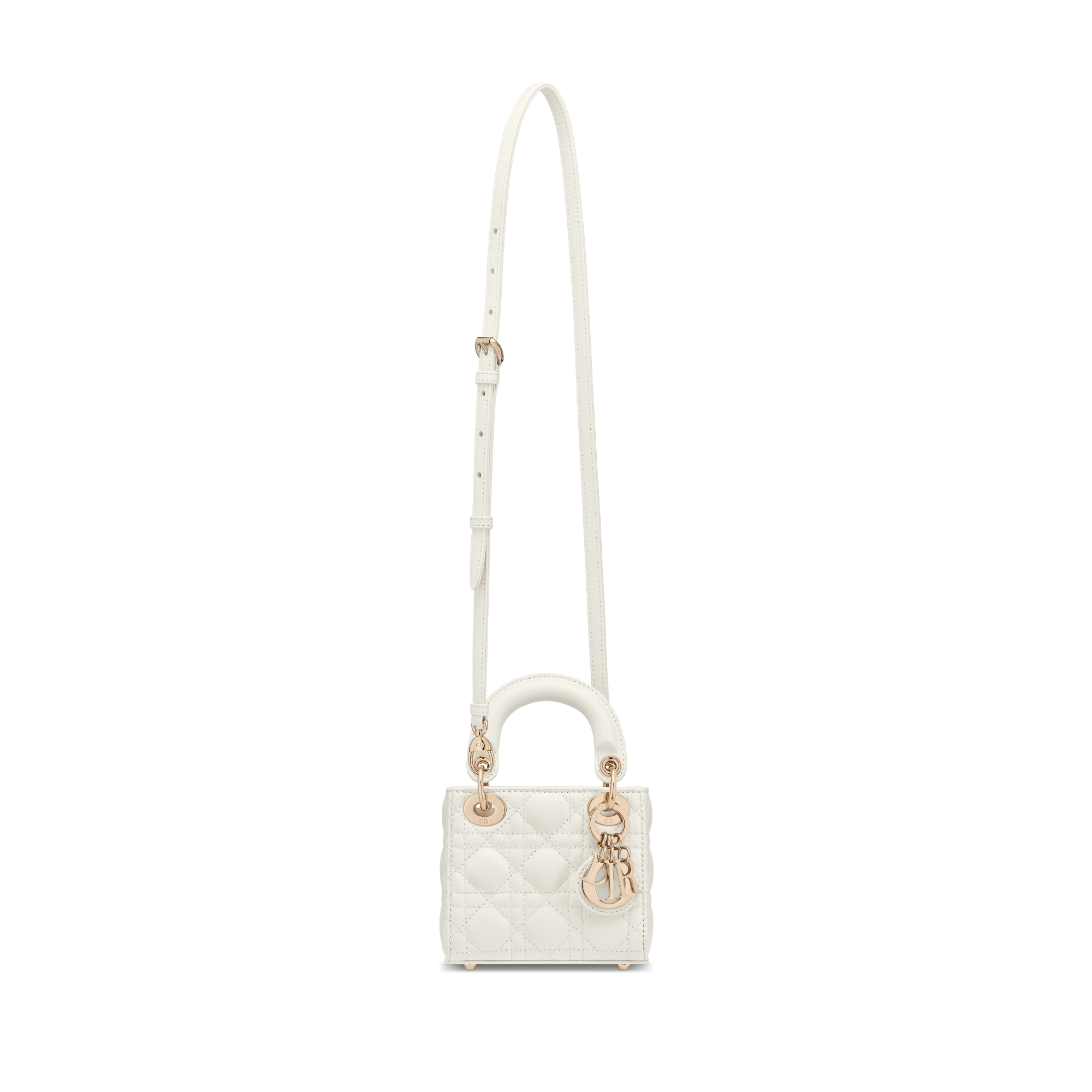 Lady Dior Microtasche Cannage Lammleder in Latte E07