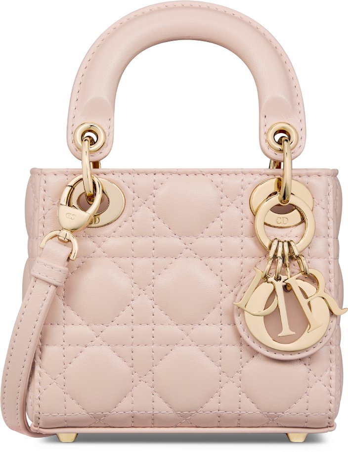 Lady Dior Micro Bag Rose des Vents Cannage Lambskin DIOR