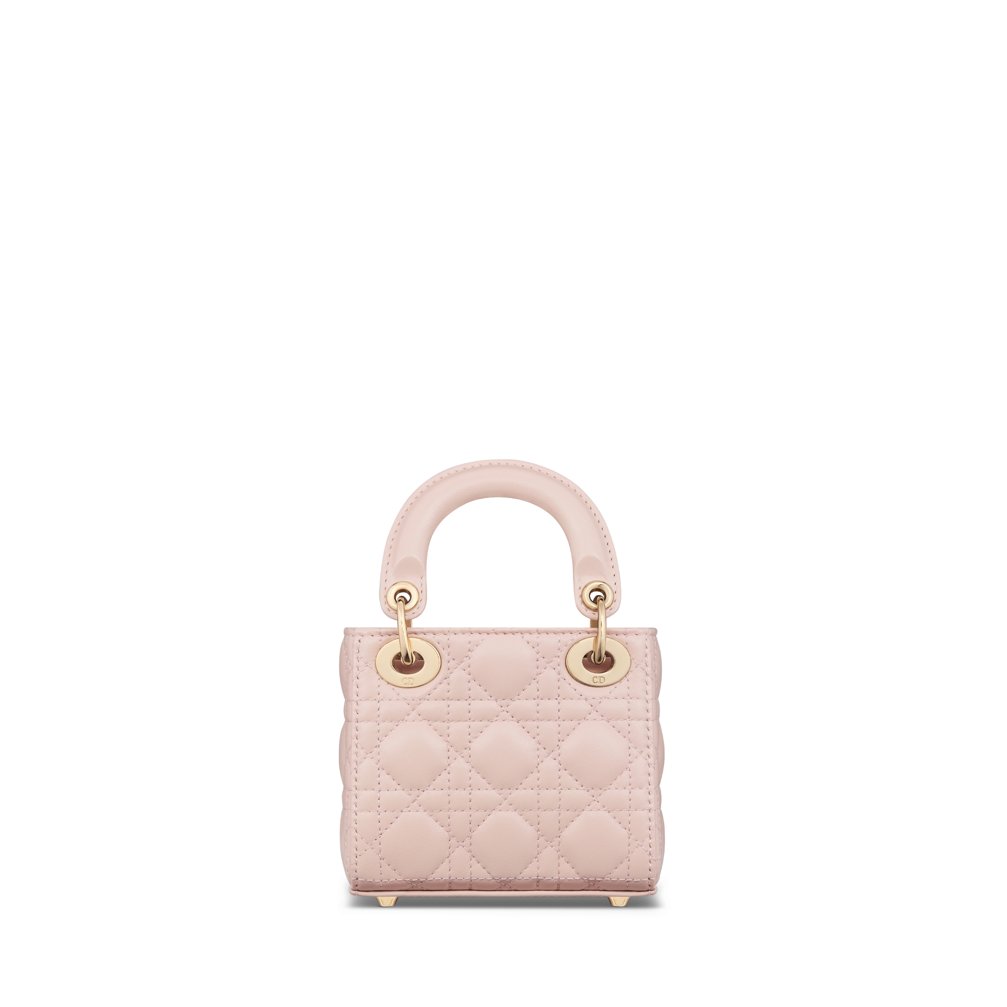 حقيبة Lady Dior بحجم مايكرو جلد الخروف مع نمط كاناج باللون الزهري الناعم E08