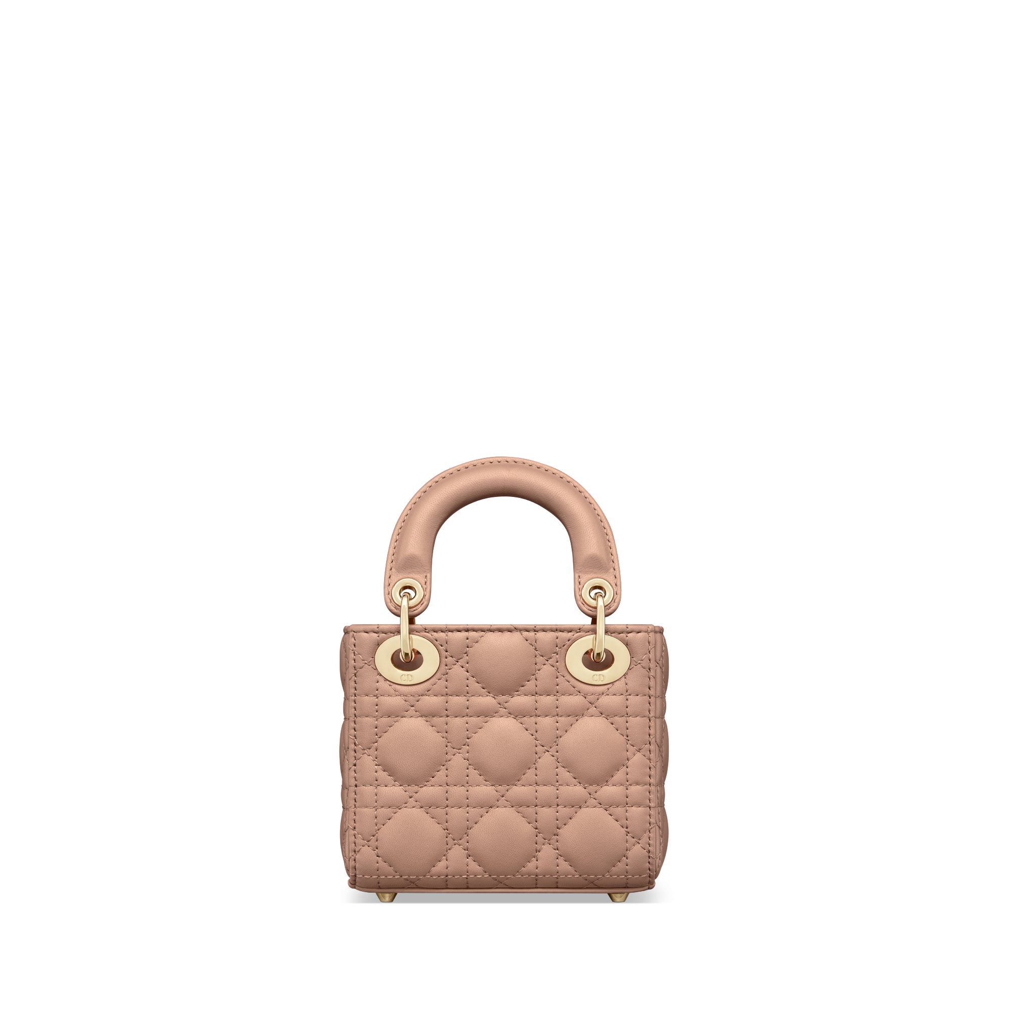 Lady Dior-microtas Rose des Vents lamsleer met Cannage-motief E08