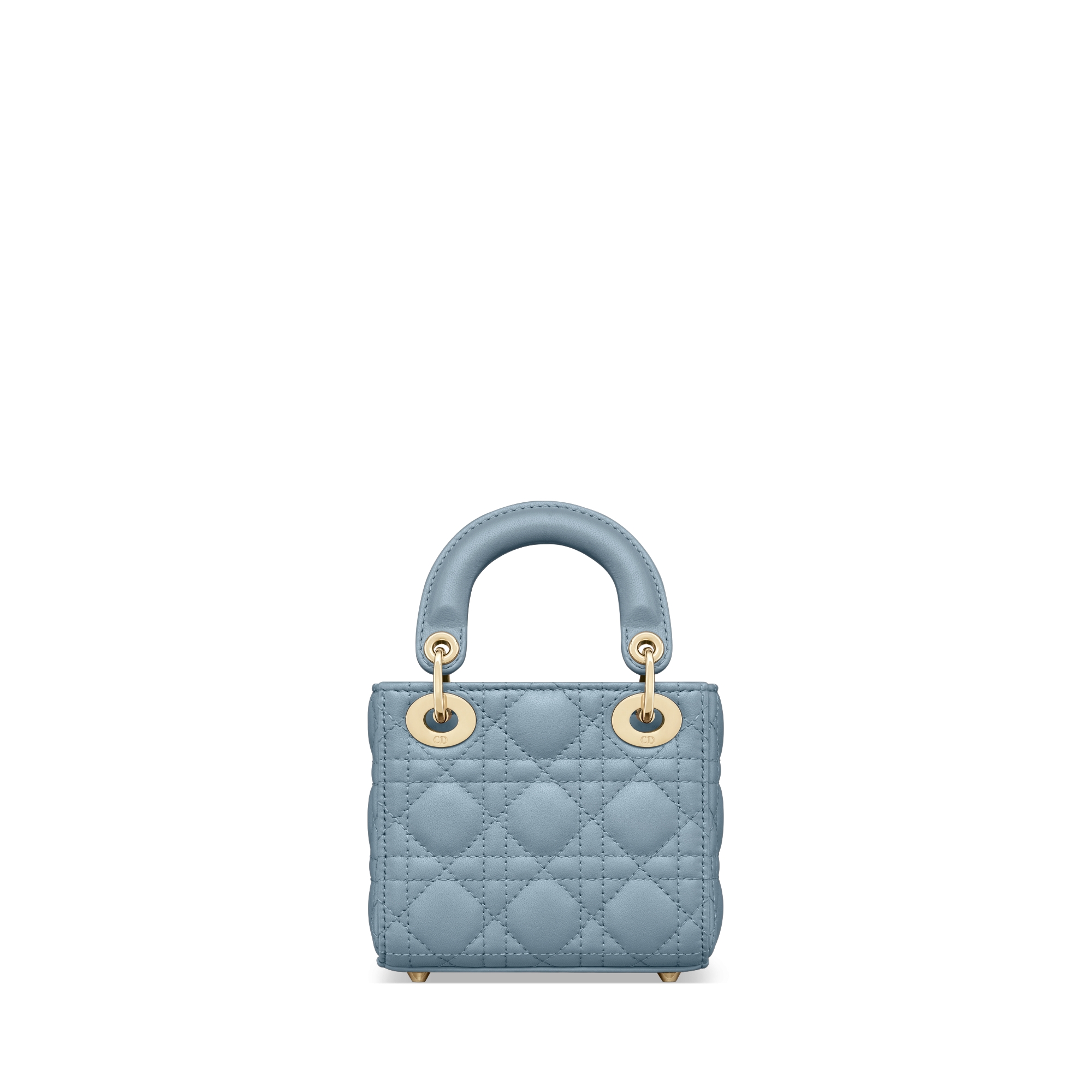 حقيبة Lady Dior بحجم مايكرو جلد الخروف مع نمط كاناج باللون الأزرق السحابي E08