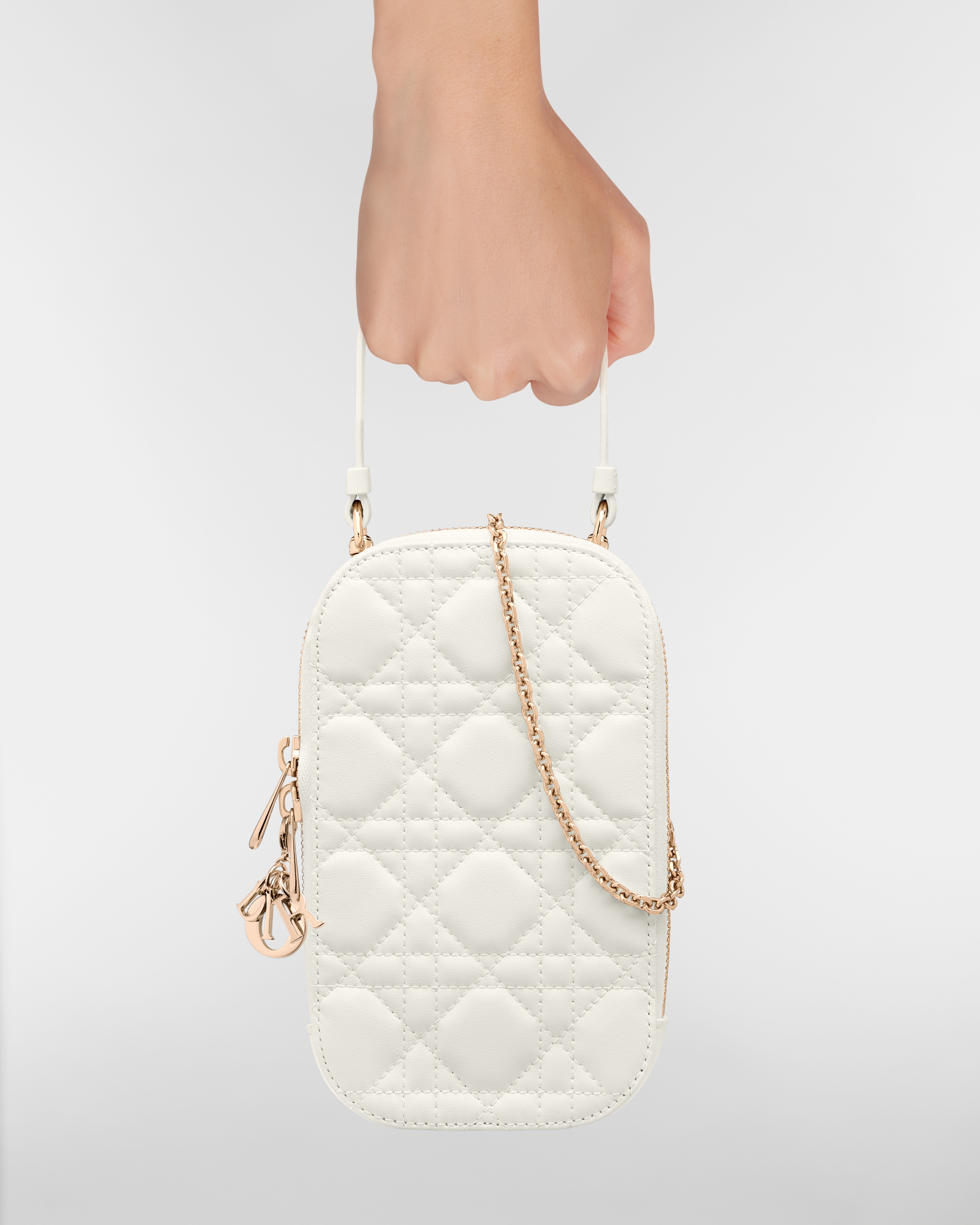 Lady Dior Call'in Dior Phone Holder Latte Cannage Lambskin E11